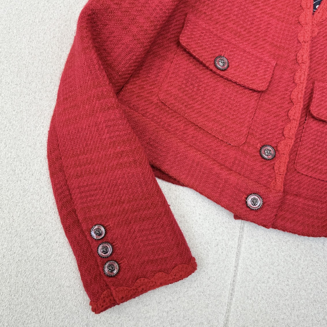 Elegant Tweed Jacket with Camellia Decor - Chanel Style, Designer Knitwear 7 i1731862765 7527 1