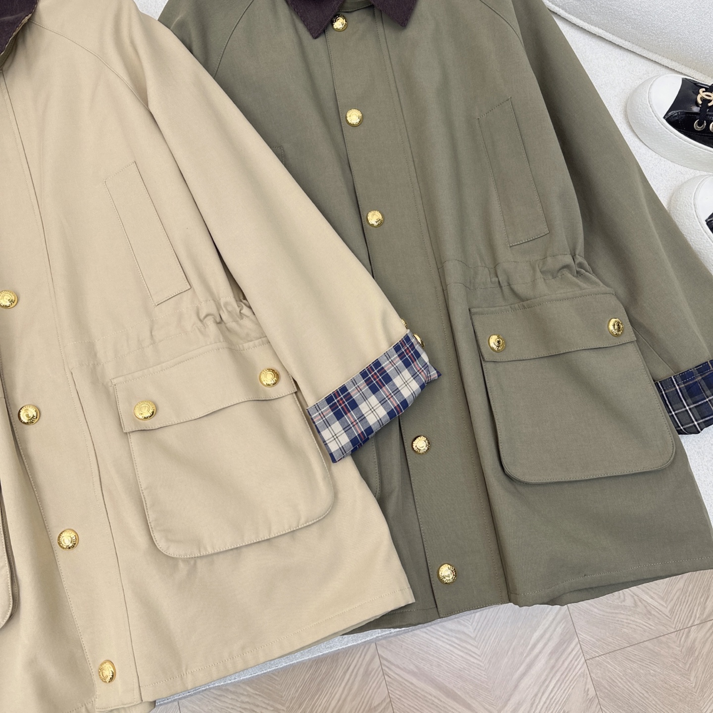Miu Miu Inspired Color Block Trench Coat - High Density Fabric, Checkered Lining 5 i1739764269961 1638 0 3
