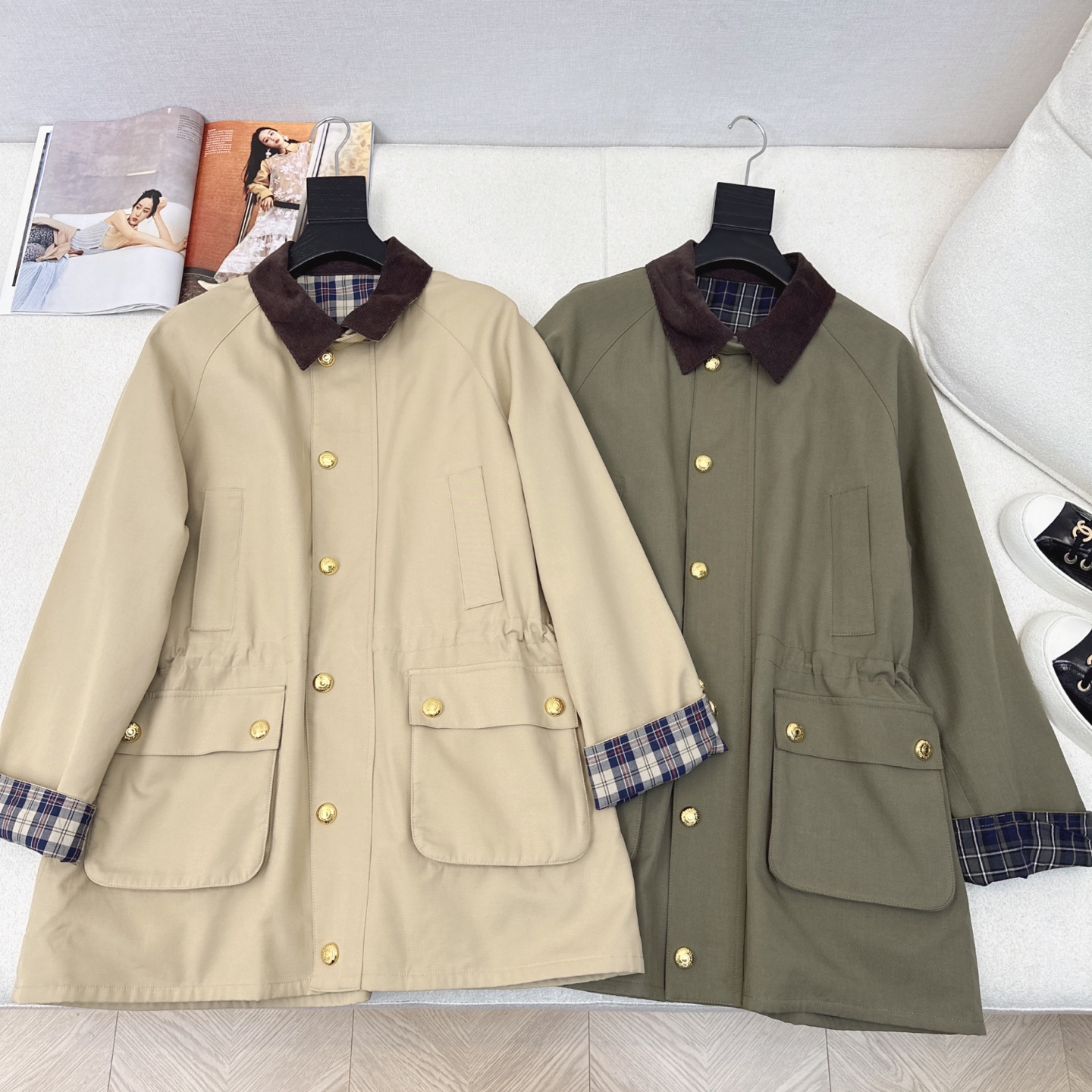 Miu Miu Inspired Color Block Trench Coat - High Density Fabric, Checkered Lining 2 i1739764269962 6298 0 0