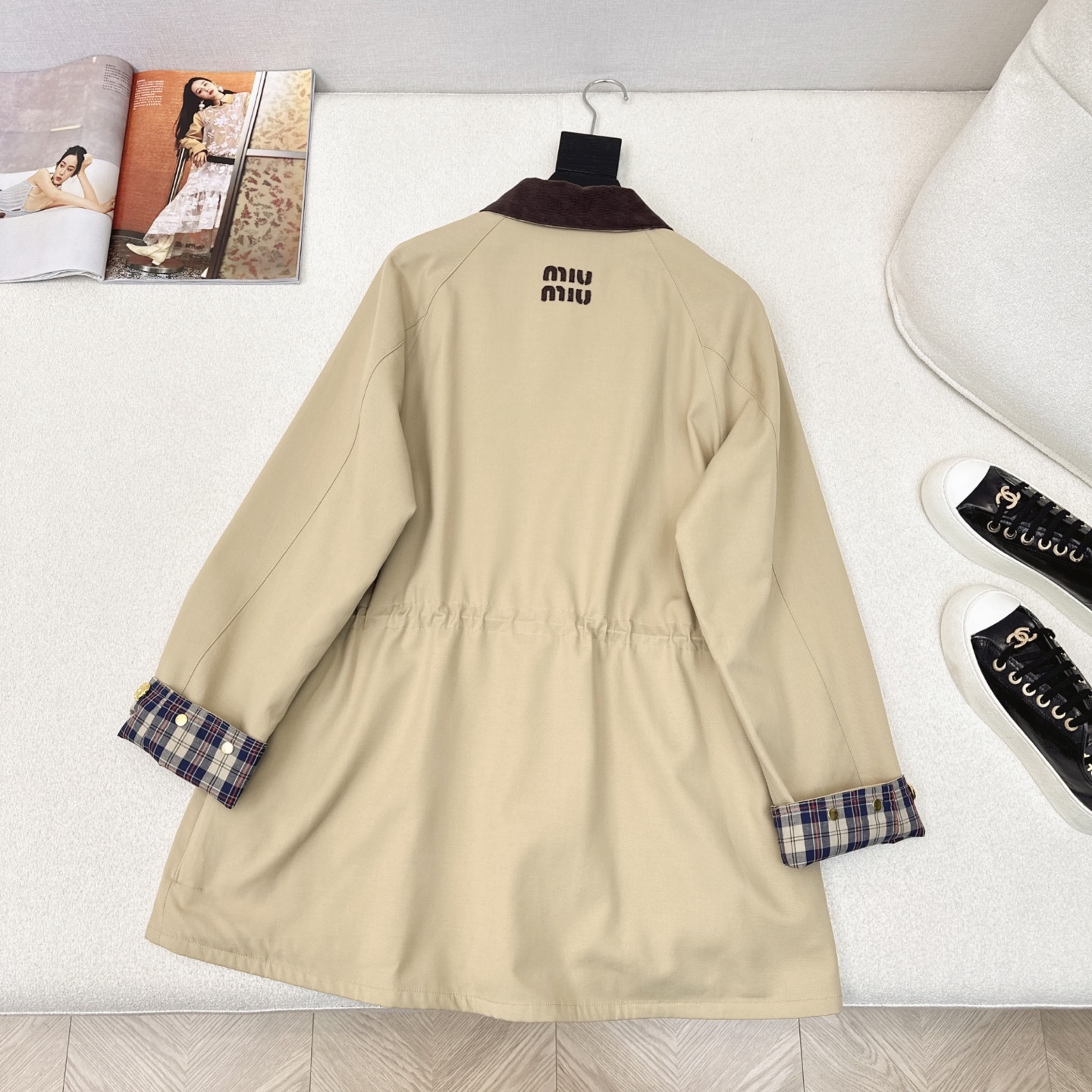 Miu Miu Inspired Color Block Trench Coat - High Density Fabric, Checkered Lining 9 i1739764270016 3295 0 7