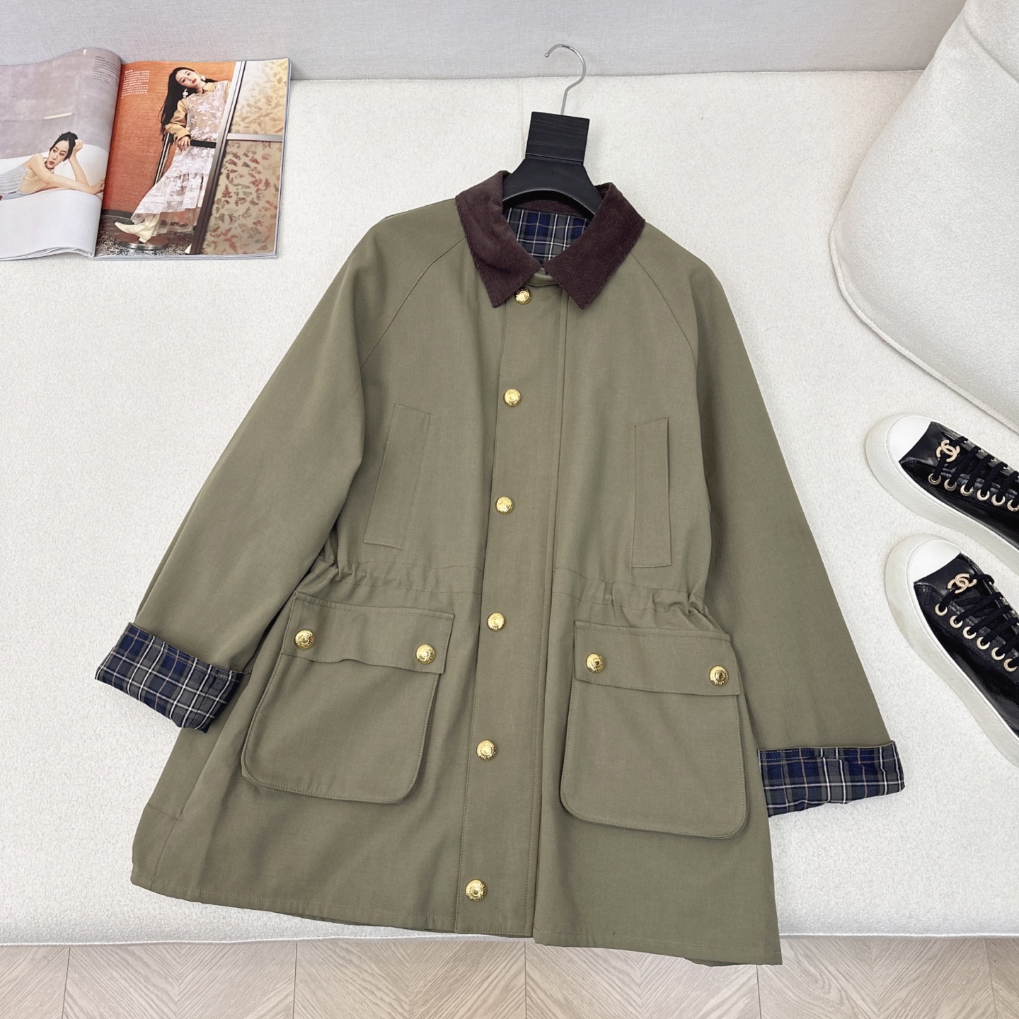Miu Miu Inspired Color Block Trench Coat - High Density Fabric, Checkered Lining 6 i1739764270024 4229 0 4