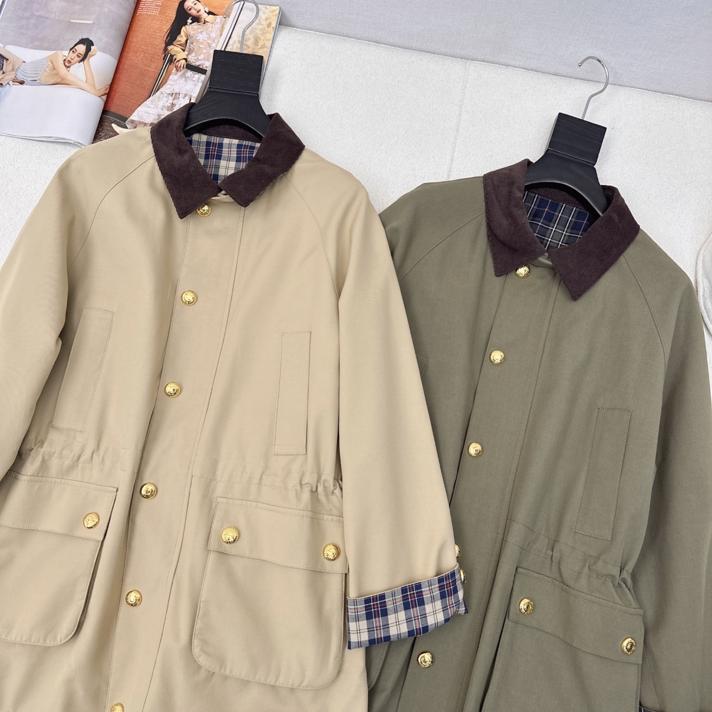 Miu Miu Inspired Color Block Trench Coat - High Density Fabric, Checkered Lining 3 i1739764271193 7441 0 1
