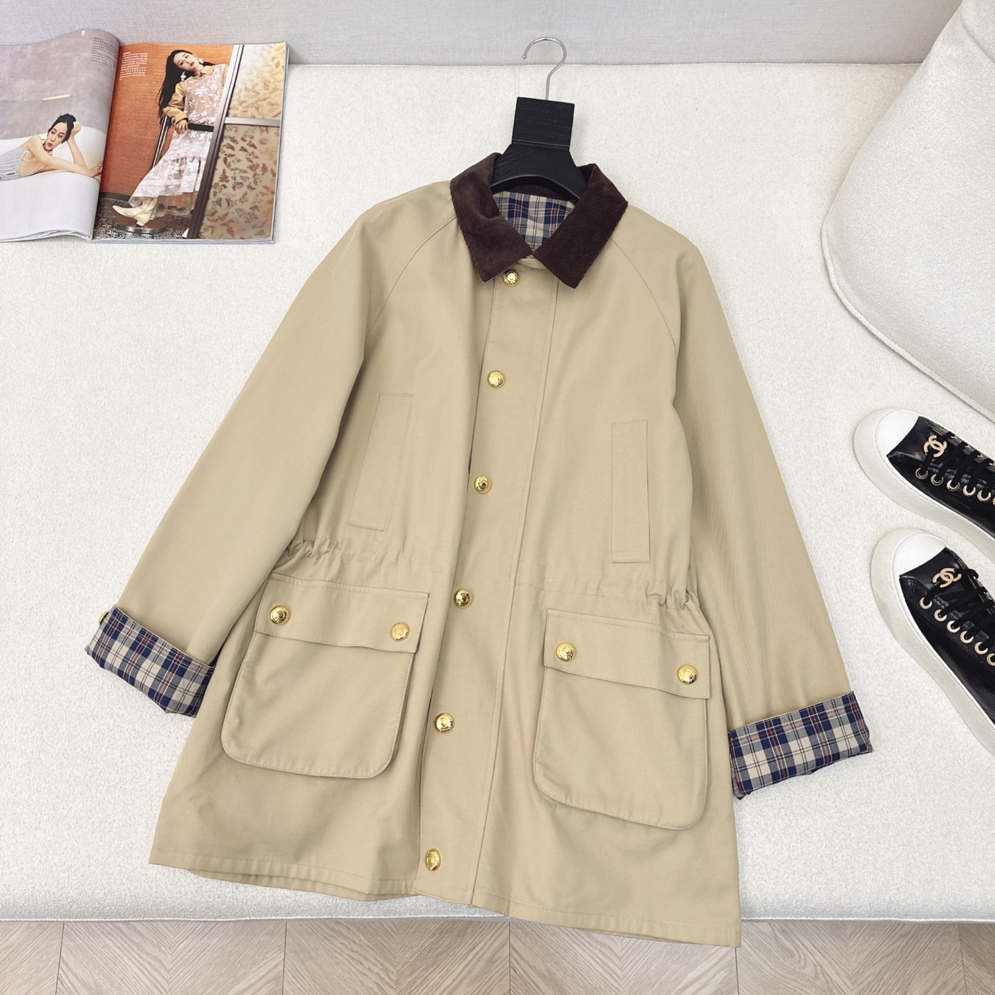 Miu Miu Inspired Color Block Trench Coat - High Density Fabric, Checkered Lining 8 i1739764271228 9747 0 6
