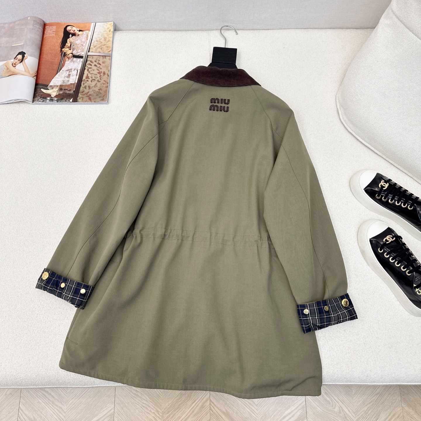 Miu Miu Inspired Color Block Trench Coat - High Density Fabric, Checkered Lining 7 i1739764271267 5029 0 5