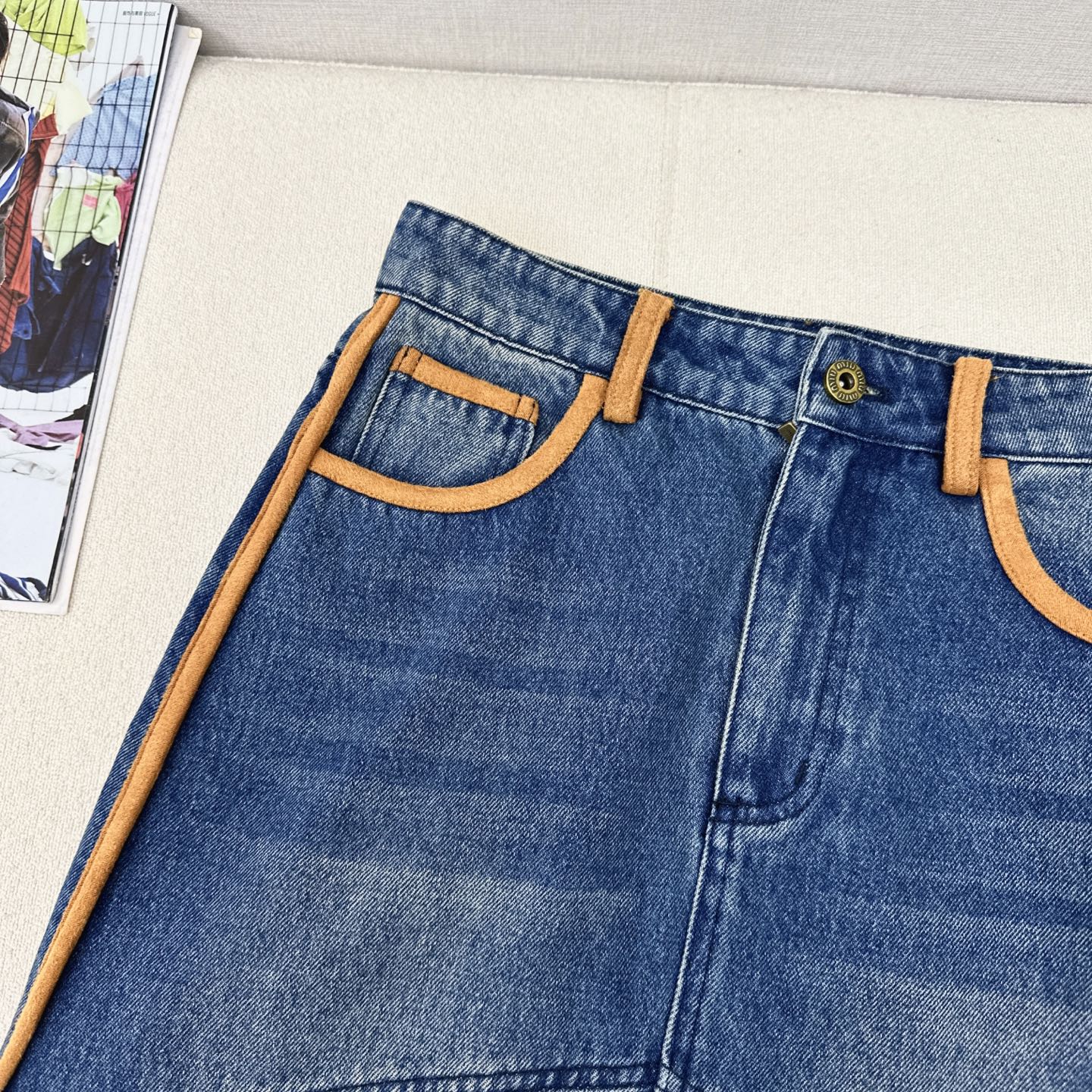 特价🉐️❗️SM❗️不退不换❗️百搭款 Miu 25Ss————春夏最新款后背字母logo装饰长款牛仔鱼