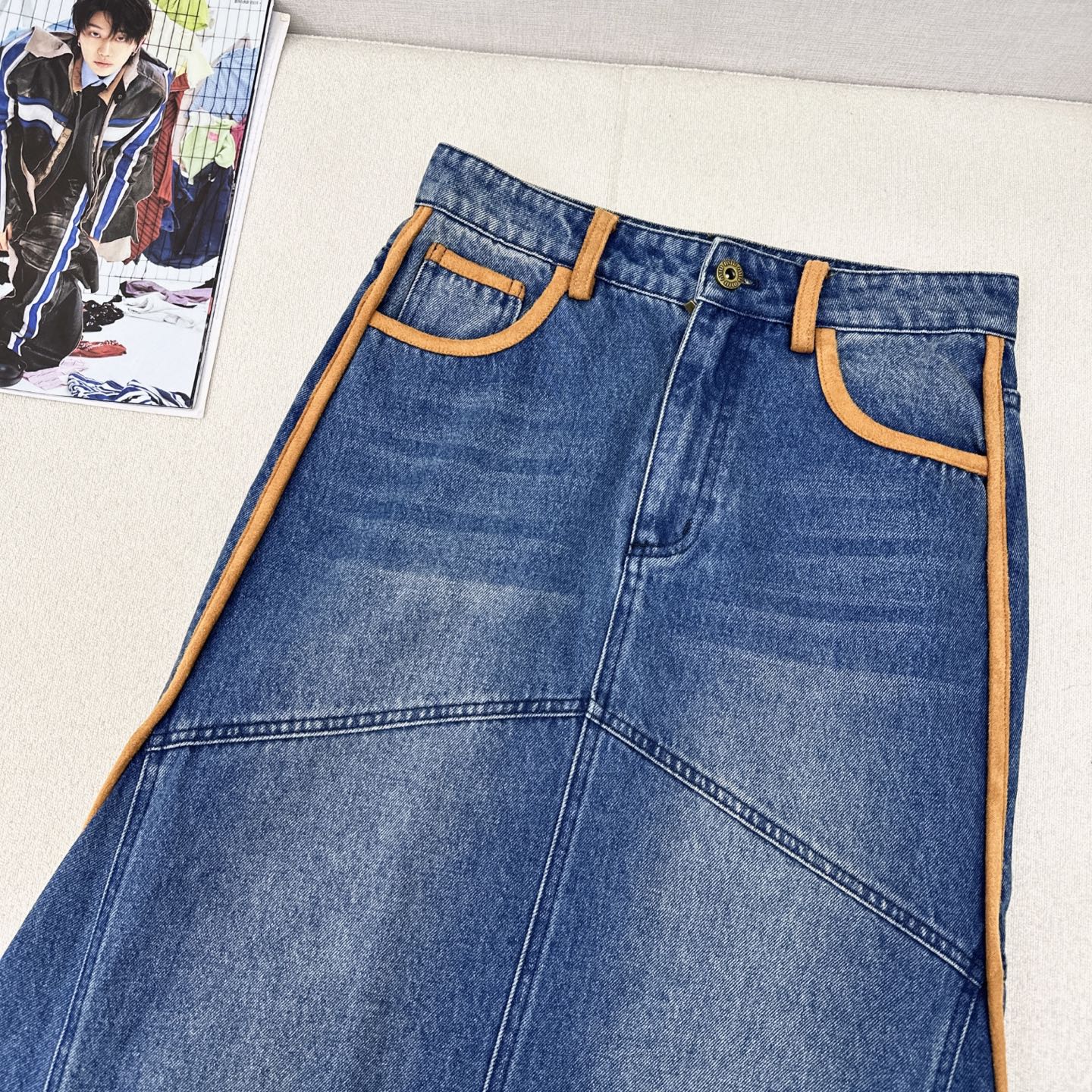 特价🉐️❗️SM❗️不退不换❗️百搭款 Miu 25Ss————春夏最新款后背字母logo装饰长款牛仔鱼