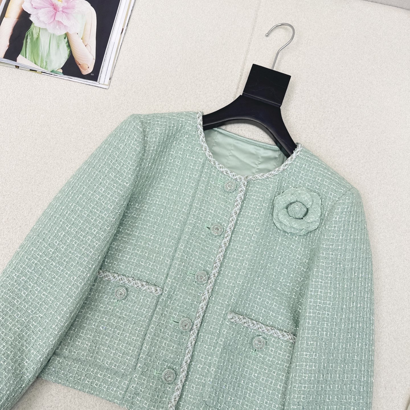 Mint Green Knit Cardigan with Floral Details 3 i1741491719697 9147 0 1