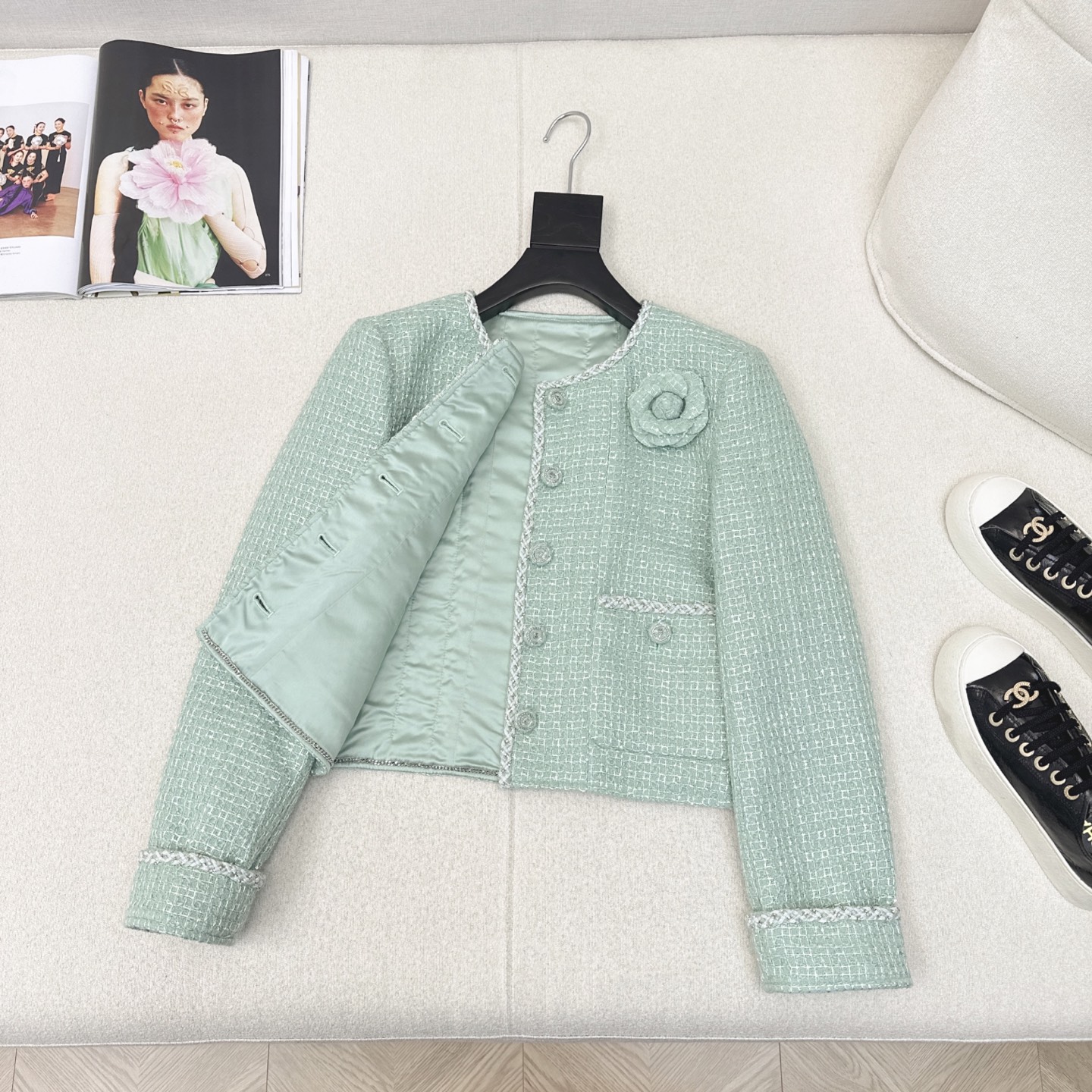Mint Green Knit Cardigan with Floral Details 7 i1741491720721 7512 0 5