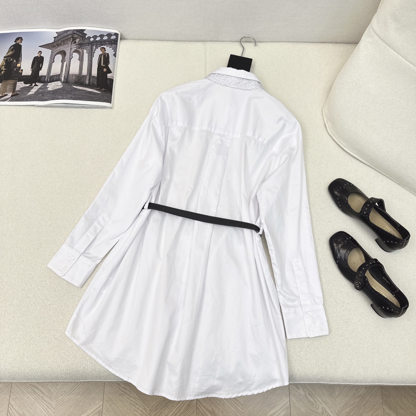 Dior 25SS Classic White Shirt Dress with Rhinestone Collar and Belt 8 i1742012863635 4278 0 6