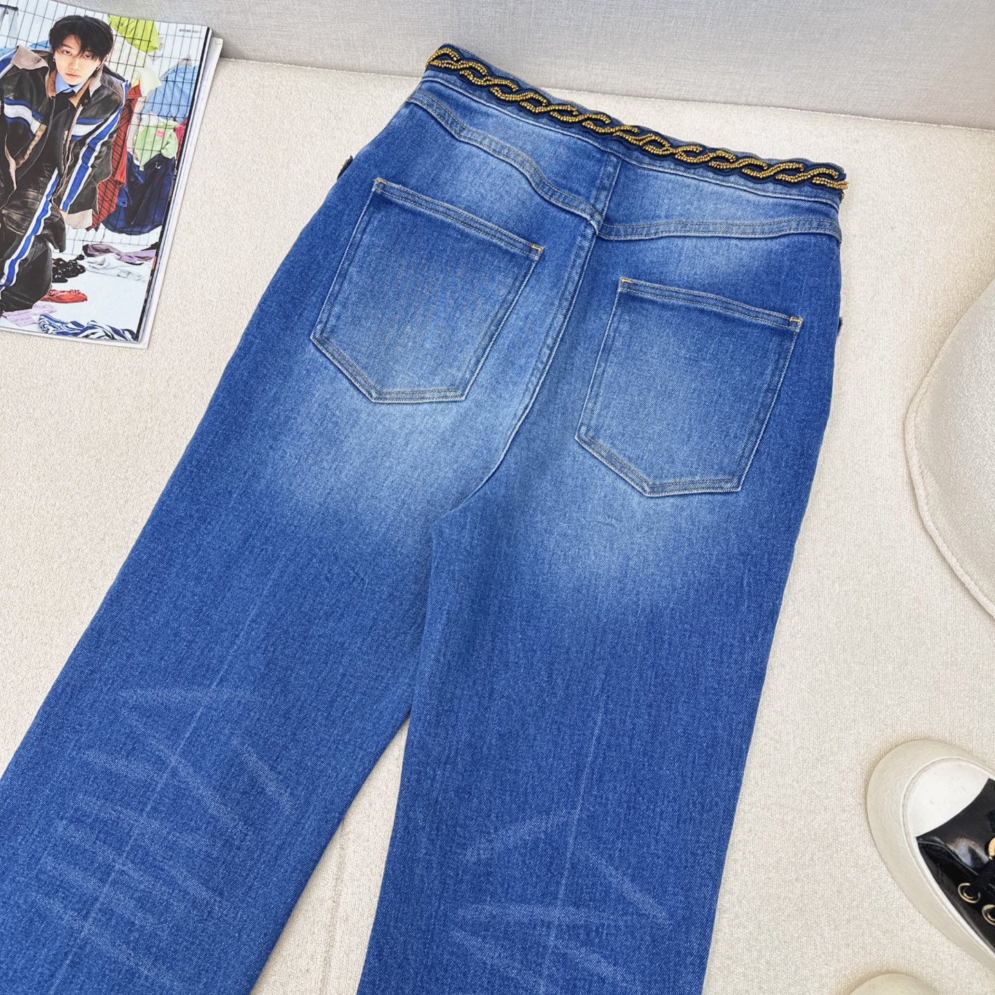 VLTN 25Ss Women's High-Waisted Straight Leg Jeans with Bead Embellishments 9 i1742097213007 8245 0 7