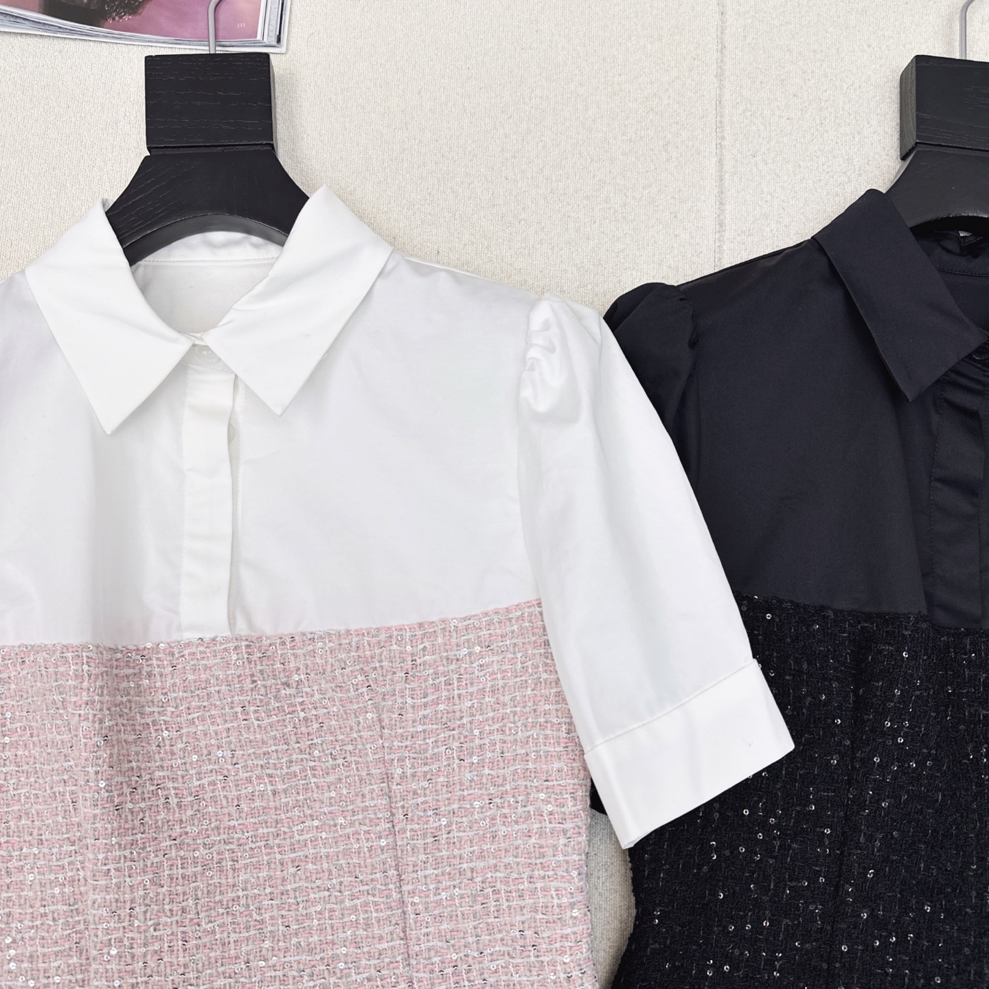 特价🉐️❗️现货齐码❗️不退不换❗️优雅少女风 C家 25Ss————春夏最新款拼接做法小短款上衣🤍 定