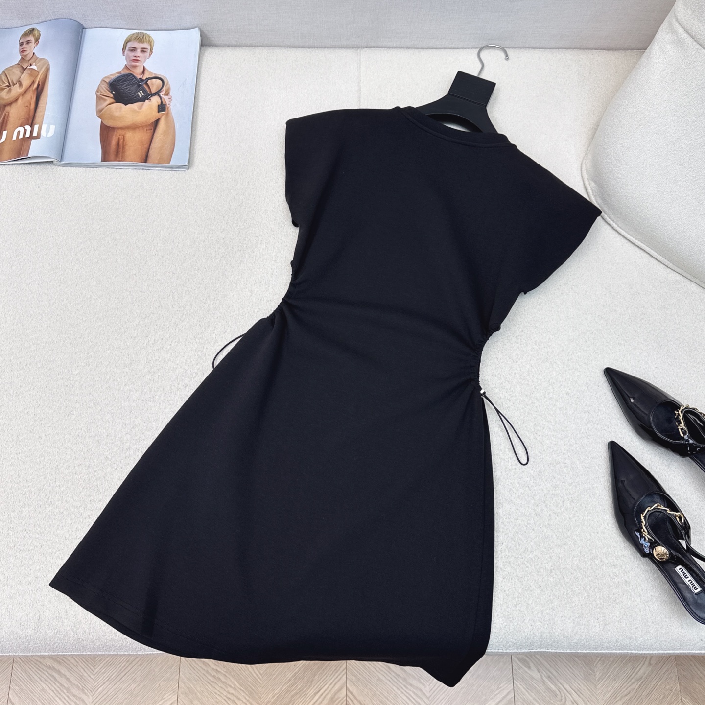Miu Miu 25SS Logo Print Shirred Mini Dress - Effortless Chic, S-XL Available 9 i1745468624801 3492 0 7