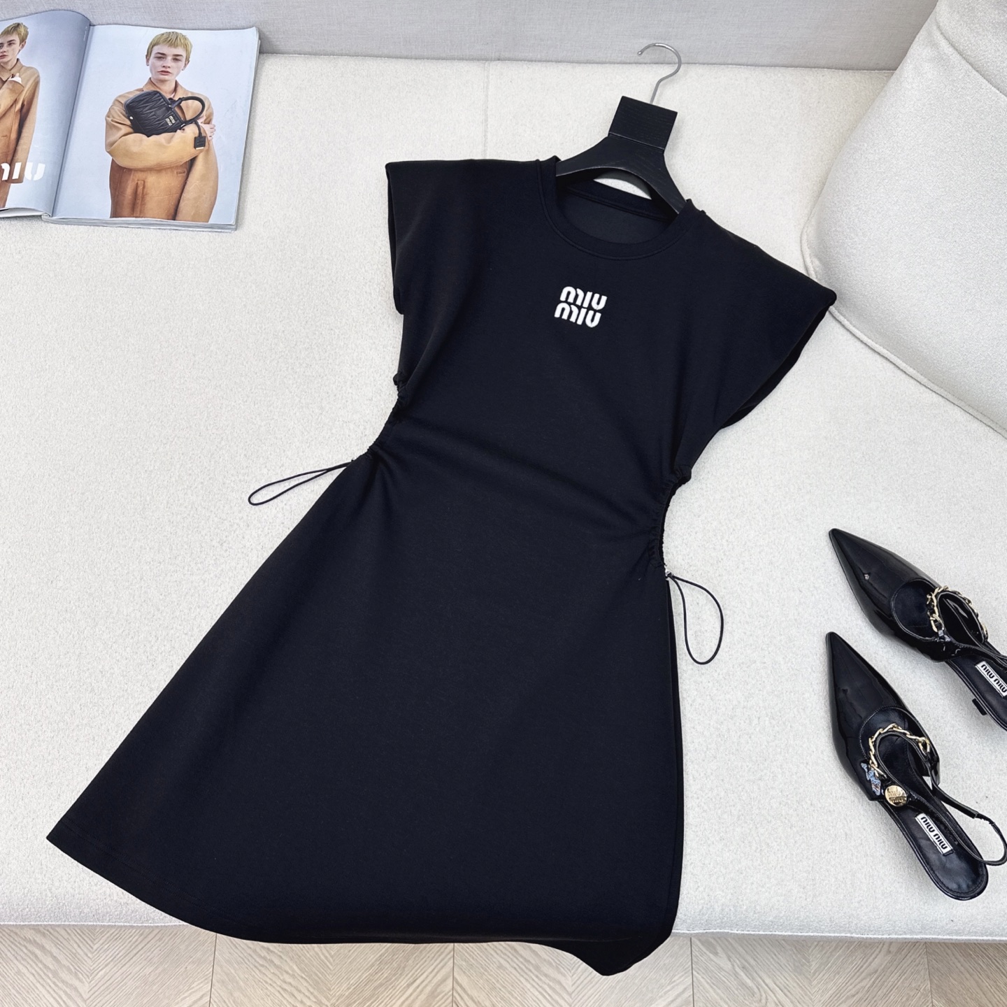 Miu Miu 25SS Logo Print Shirred Mini Dress - Effortless Chic, S-XL Available 8 i1745468624801 9771 0 6