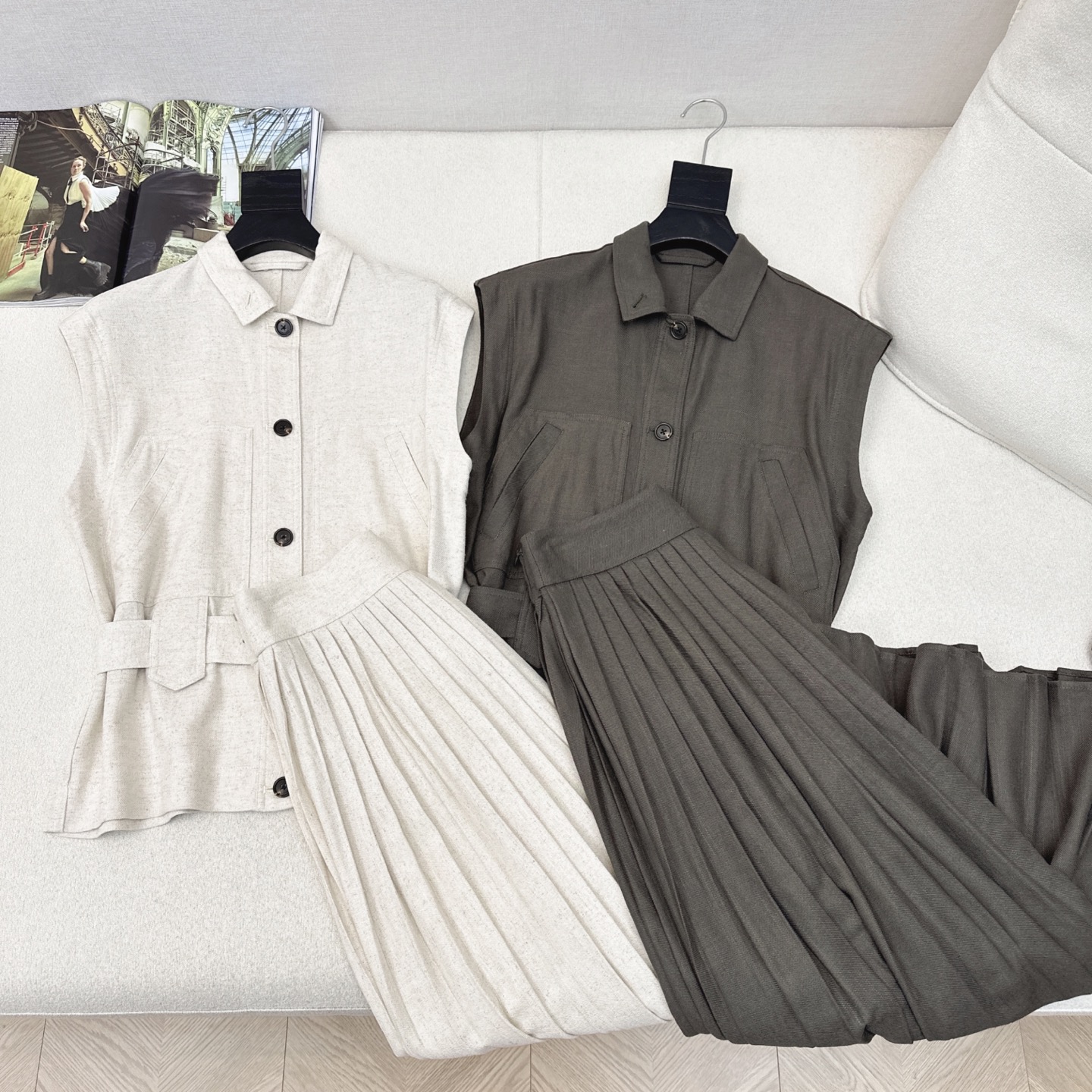 Elegant Linen Vest and Skirt Set: Sophisticated Spring/Summer Outfit 2 i1745901032378 7380 0 0