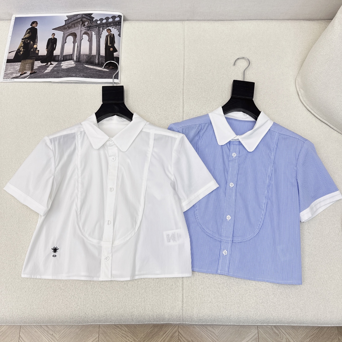 Bee Embroidered Cropped Shirt - Fresh and Stylish Spring/Summer Top 2 i1745901320953 5894 0 0