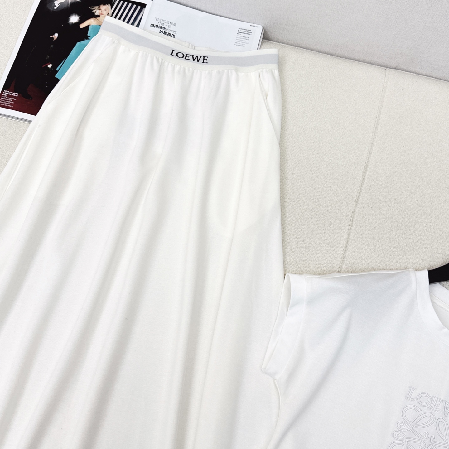 Loe 25SS Casual Two-Piece Outfit: Round Neck Top & Elastic Waist Skirt 9 i1745992422343 8124 0 7