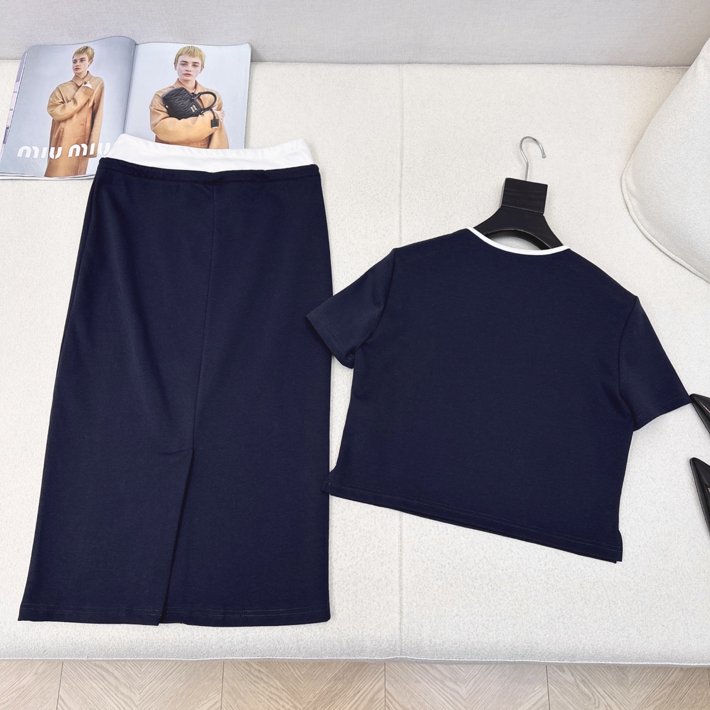 Miu Miu Inspired Two-Piece Set: Short Tee & Midi Skirt - Spring/Summer Collection 7 i1746675899514 5156 0 5