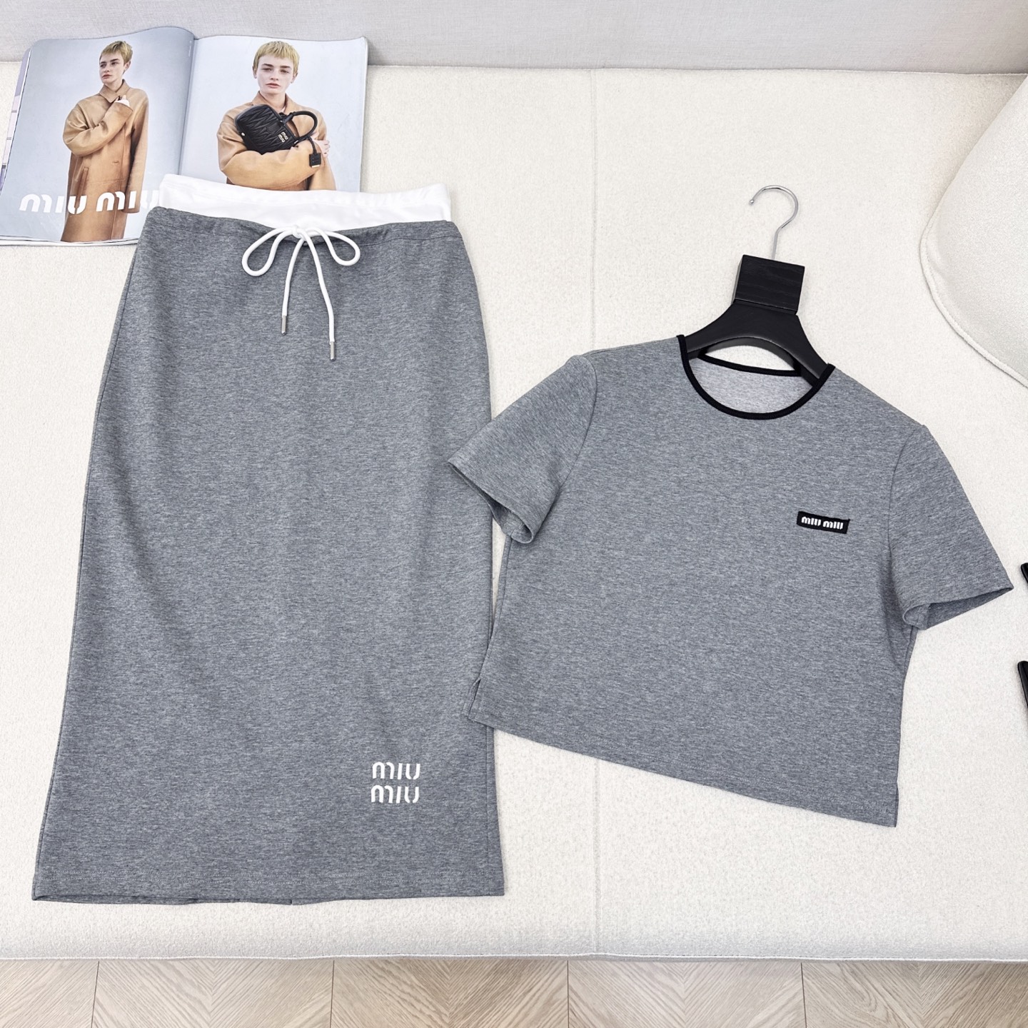Miu Miu Inspired Two-Piece Set: Short Tee & Midi Skirt - Spring/Summer Collection 8 i1746675899562 6104 0 6
