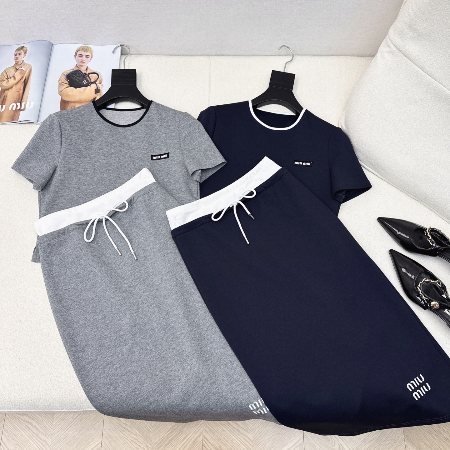 Miu Miu Inspired Two-Piece Set: Short Tee & Midi Skirt - Spring/Summer Collection 2 i1746675899572 7324 0 0