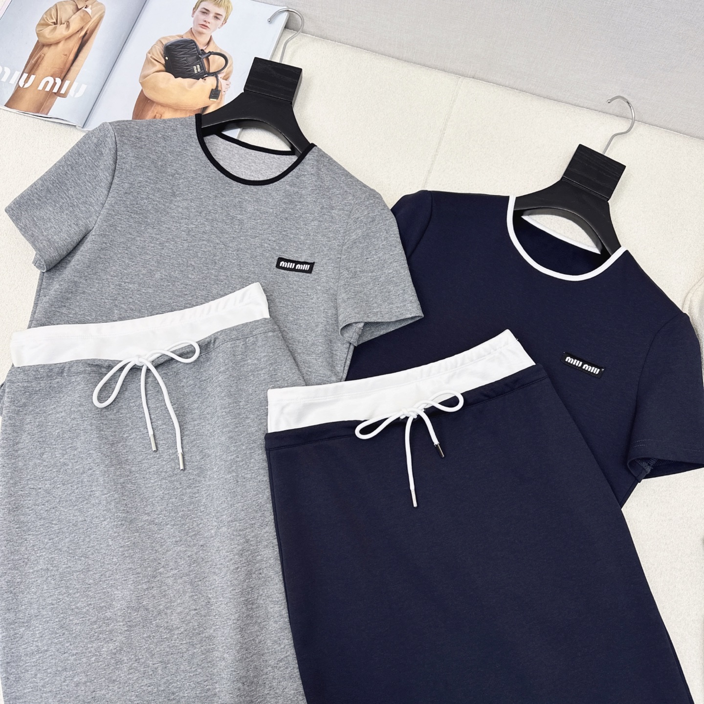 Miu Miu Inspired Two-Piece Set: Short Tee & Midi Skirt - Spring/Summer Collection 3 i1746675899590 9924 0 1