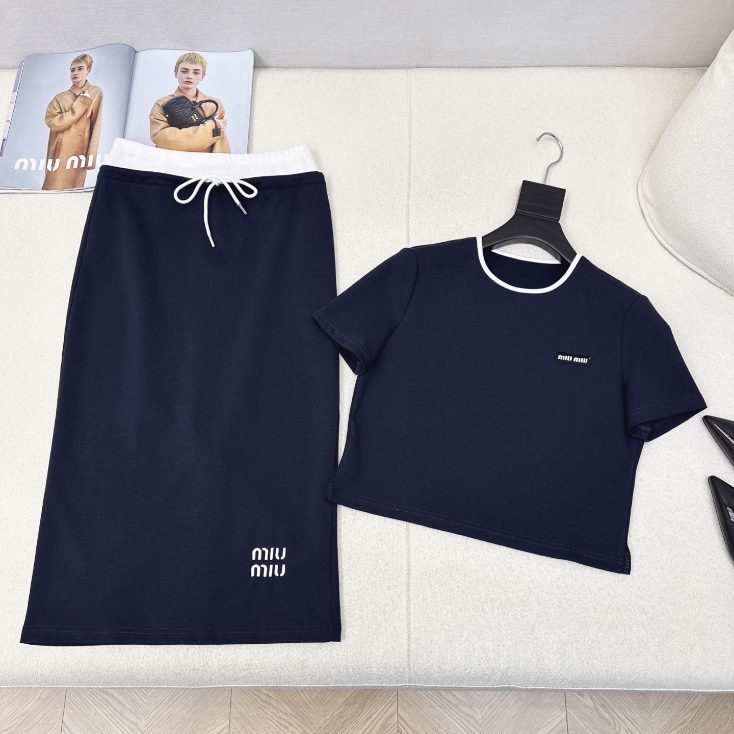 Miu Miu Inspired Two-Piece Set: Short Tee & Midi Skirt - Spring/Summer Collection 6 i1746675900648 2235 0 4