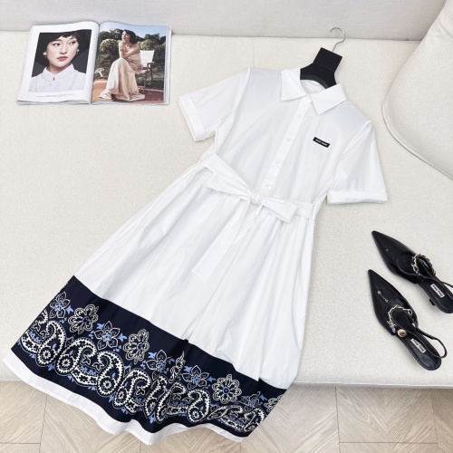 Miu Miu Women's White Cotton Poplin Belted Midi Shirt Dress w/Paisley Hem 1 Miu Miu Women's White Cotton Poplin Belted Midi Shirt Dress w/Paisley Hem