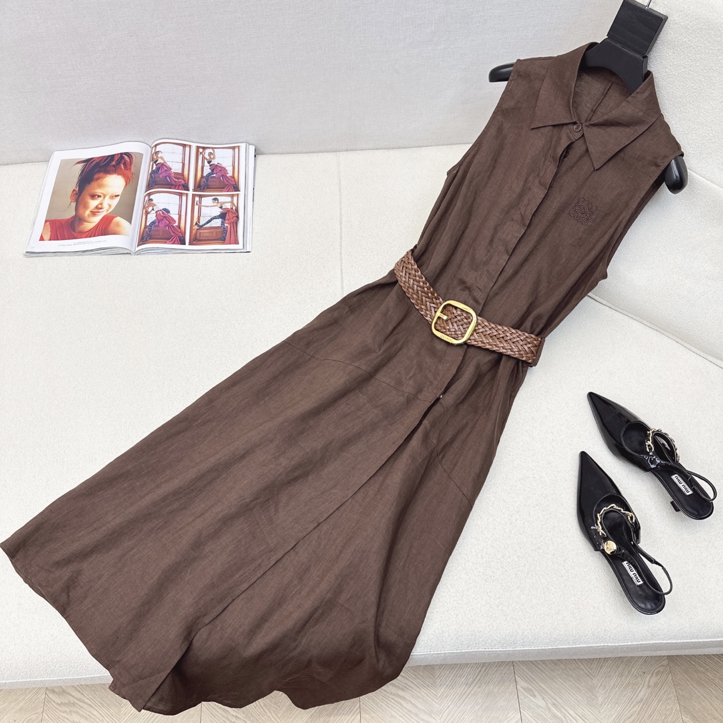 Linen Sleeveless Maxi Dress with Woven Belt, Bohemian Style, Women's Summer Dress 3 i1746848683581 7476 0 1