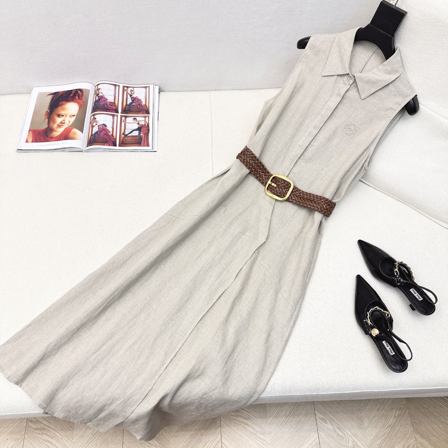 Linen Sleeveless Maxi Dress with Woven Belt, Bohemian Style, Women's Summer Dress 4 i1746848684657 9155 0 2