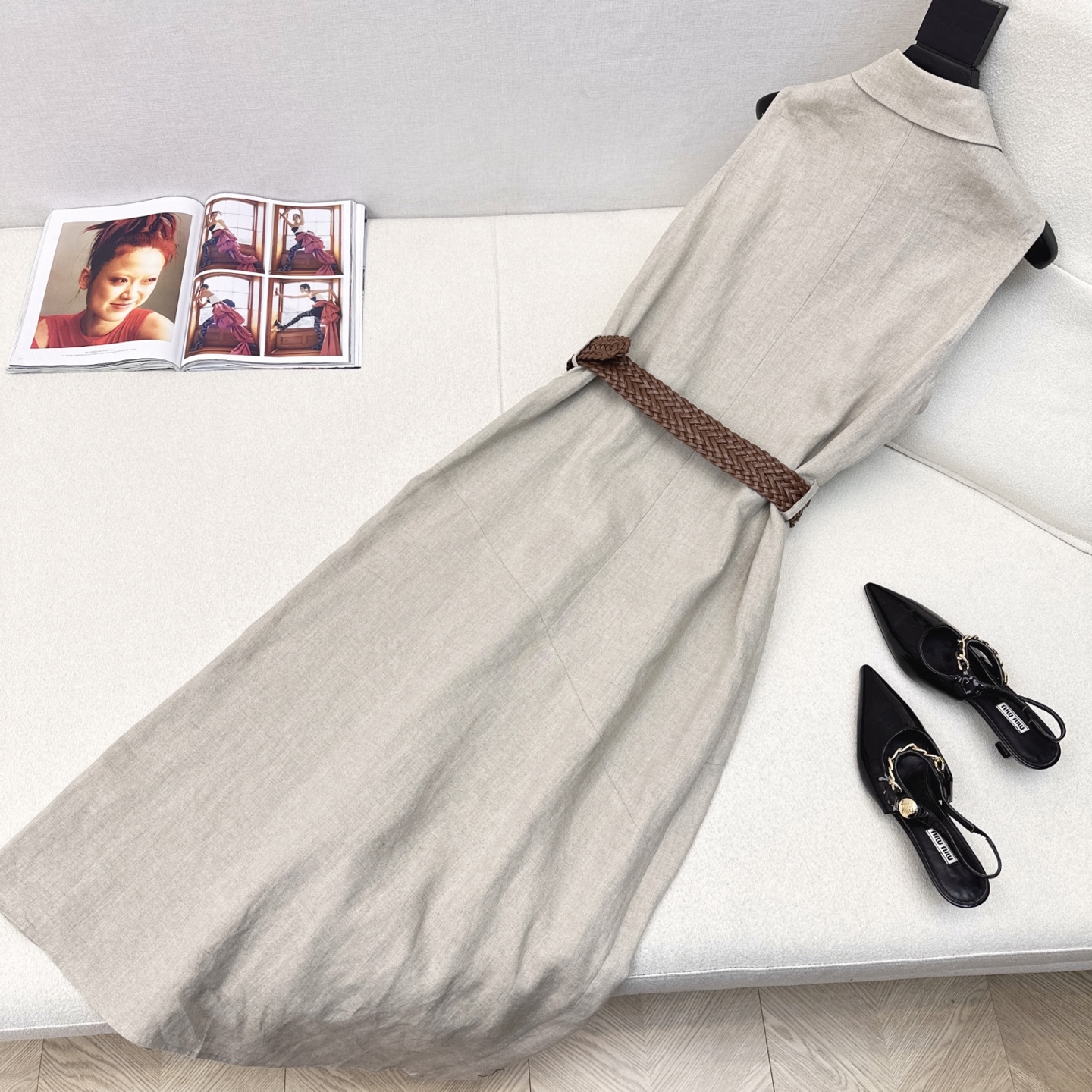 Linen Sleeveless Maxi Dress with Woven Belt, Bohemian Style, Women's Summer Dress 9 i1746848684662 701 0 7