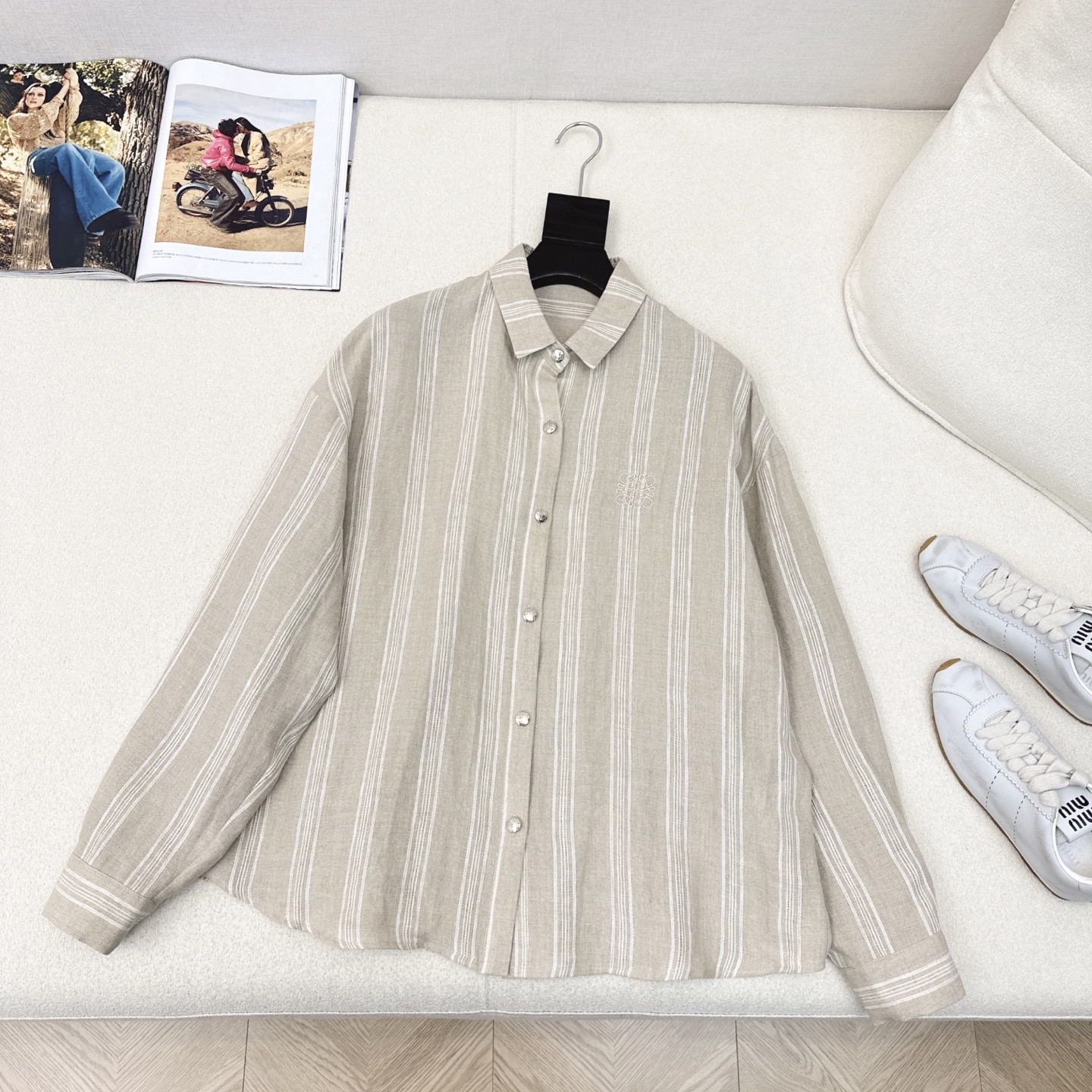 Striped Linen Shirt - Loose Fit, Embroidered Detail, and Sun Protection 2 i1746848812565 5224 0 0