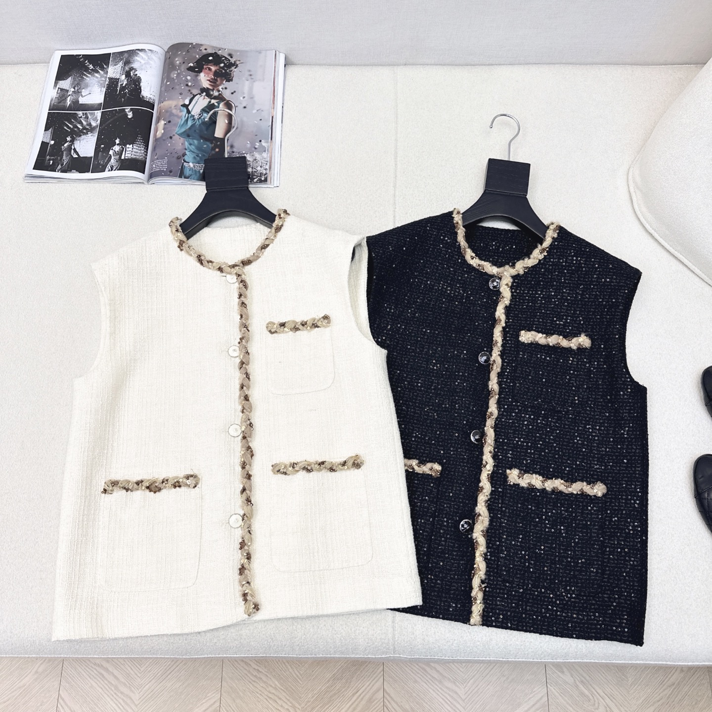Elegant Tweed Vest with Contrasting Trim - Chic & Versatile Layering Piece 2 i1748145255780 4322 0 0