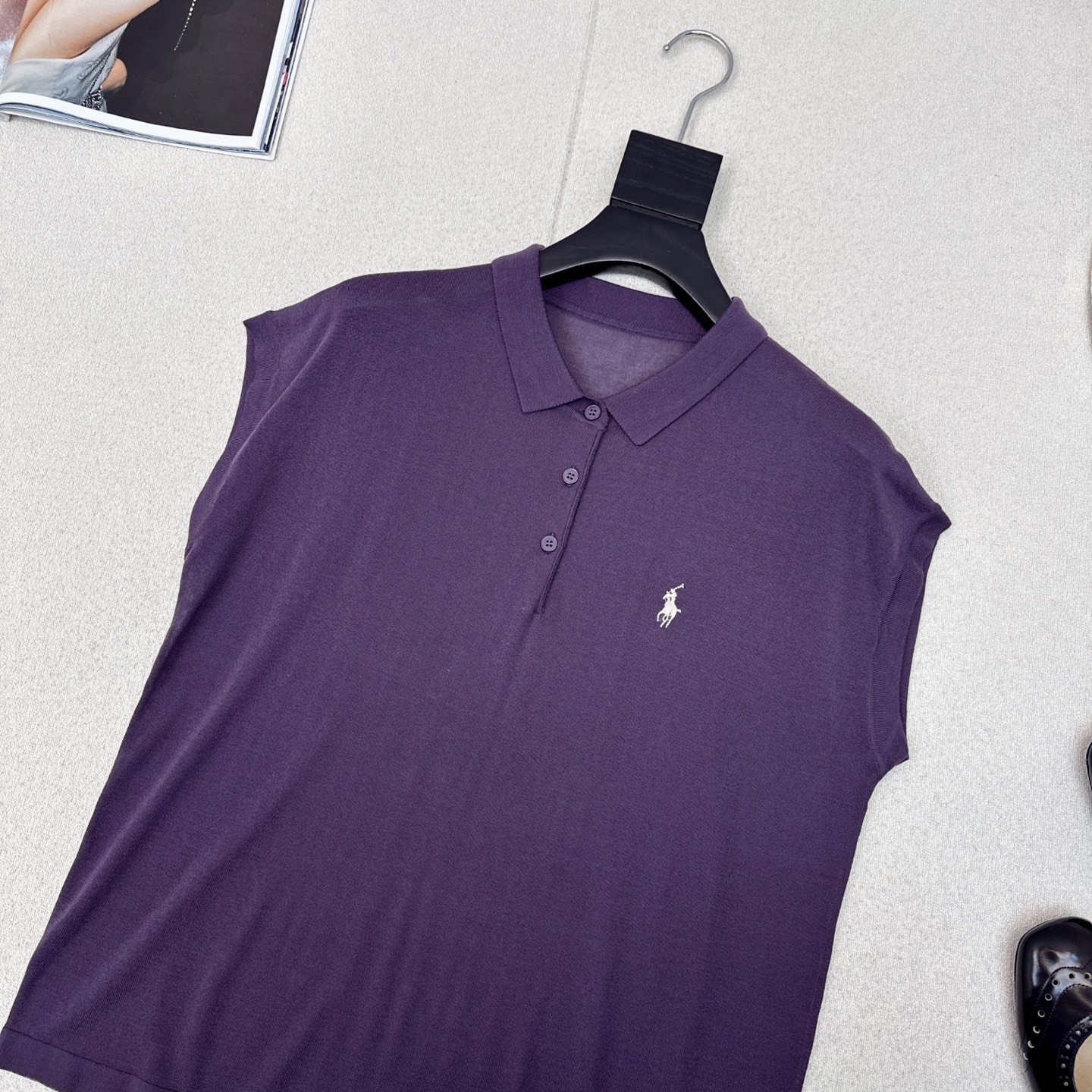 Relaxed Fit Knit Polo Shirt with Embroidered Logo, Casual Chic Spring Top 7 i1748404616552 6270 0 5