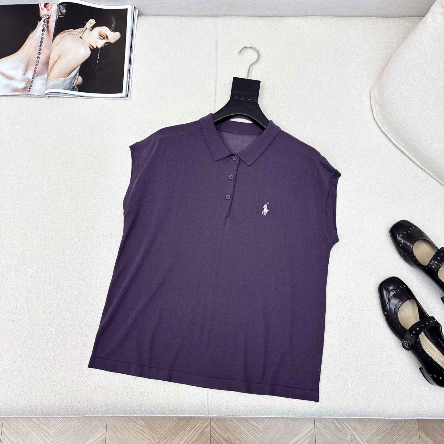 Relaxed Fit Knit Polo Shirt with Embroidered Logo, Casual Chic Spring Top 6 i1748404616815 596 0 4