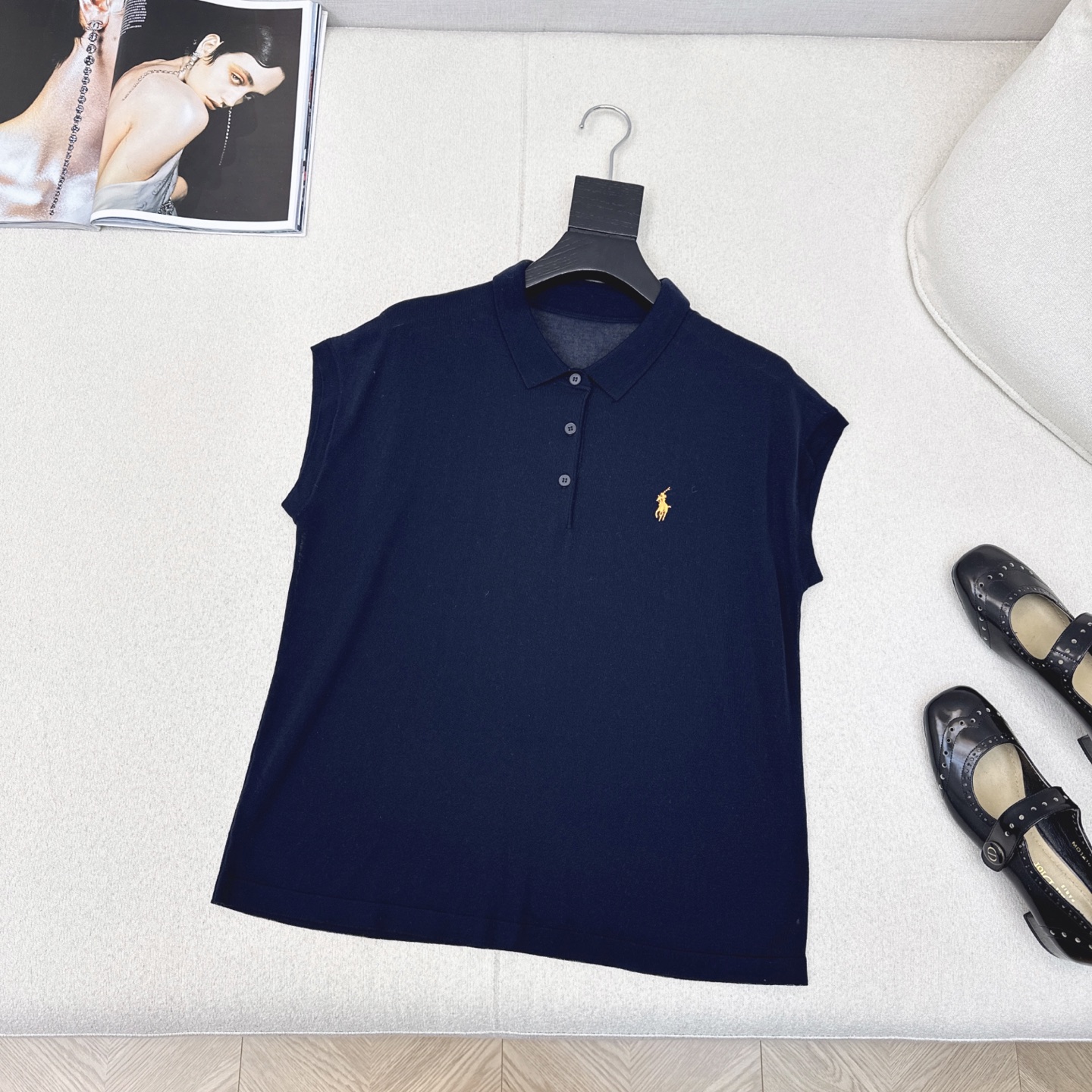 Relaxed Fit Knit Polo Shirt with Embroidered Logo, Casual Chic Spring Top 3 i1748404618202 3364 0 1