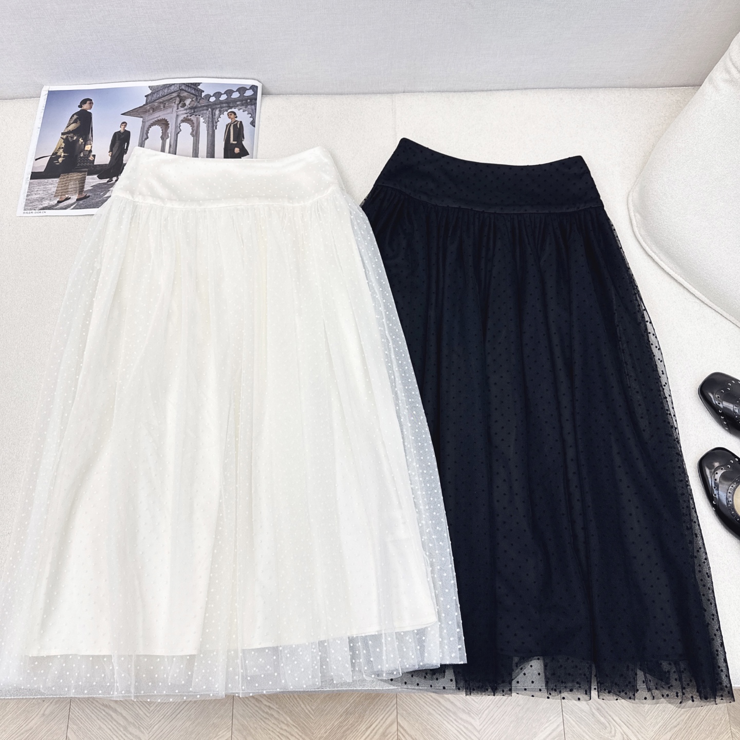 Elegant Polka Dot Mesh Pleated Skirt - Timeless Style, Versatile Fashion 2 i1749096847794 3314 0 0