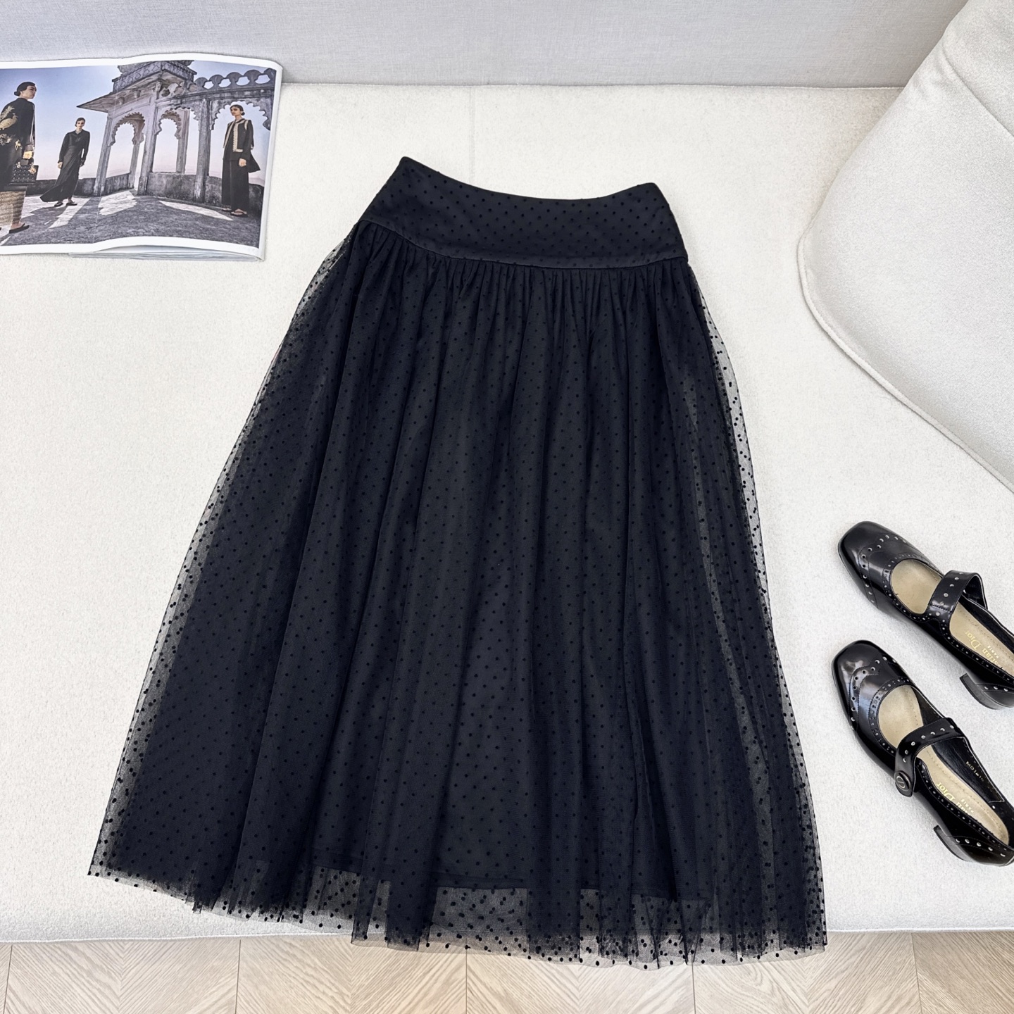 Elegant Polka Dot Mesh Pleated Skirt - Timeless Style, Versatile Fashion 6 i1749096847799 4511 0 4