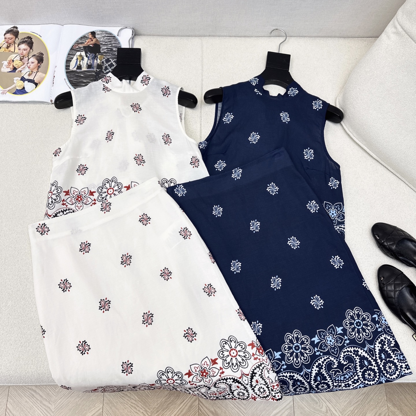 特价🉐️一套❗️现货齐码❗️不退不换❗️复古波西米亚 Miu 25Ss————春夏最新款复古腰果花印花套