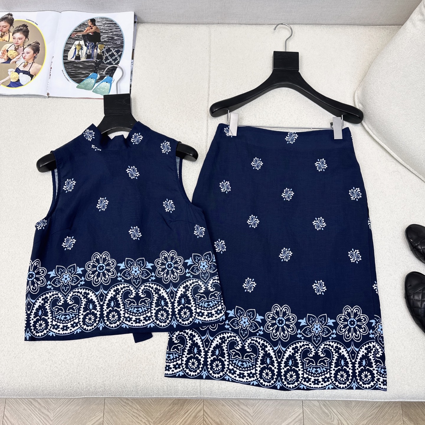 特价🉐️一套❗️现货齐码❗️不退不换❗️复古波西米亚 Miu 25Ss————春夏最新款复古腰果花印花套