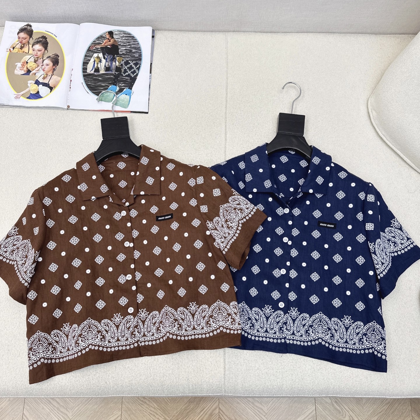 特价🉐️❗️现货齐码❗️不退不换❗️复古波西米亚 Miu 25Ss————春夏最新款复古腰果花印花套装🖤