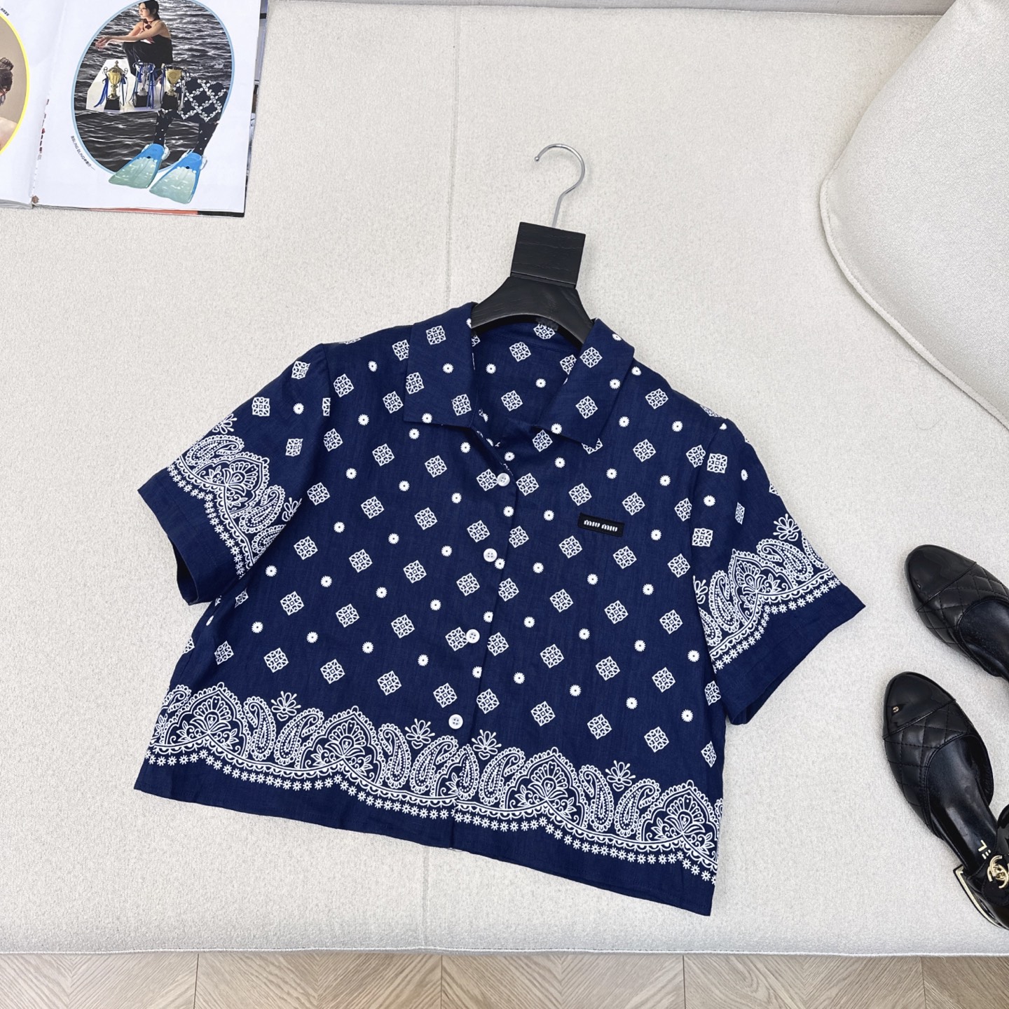 特价🉐️❗️现货齐码❗️不退不换❗️复古波西米亚 Miu 25Ss————春夏最新款复古腰果花印花套装🖤