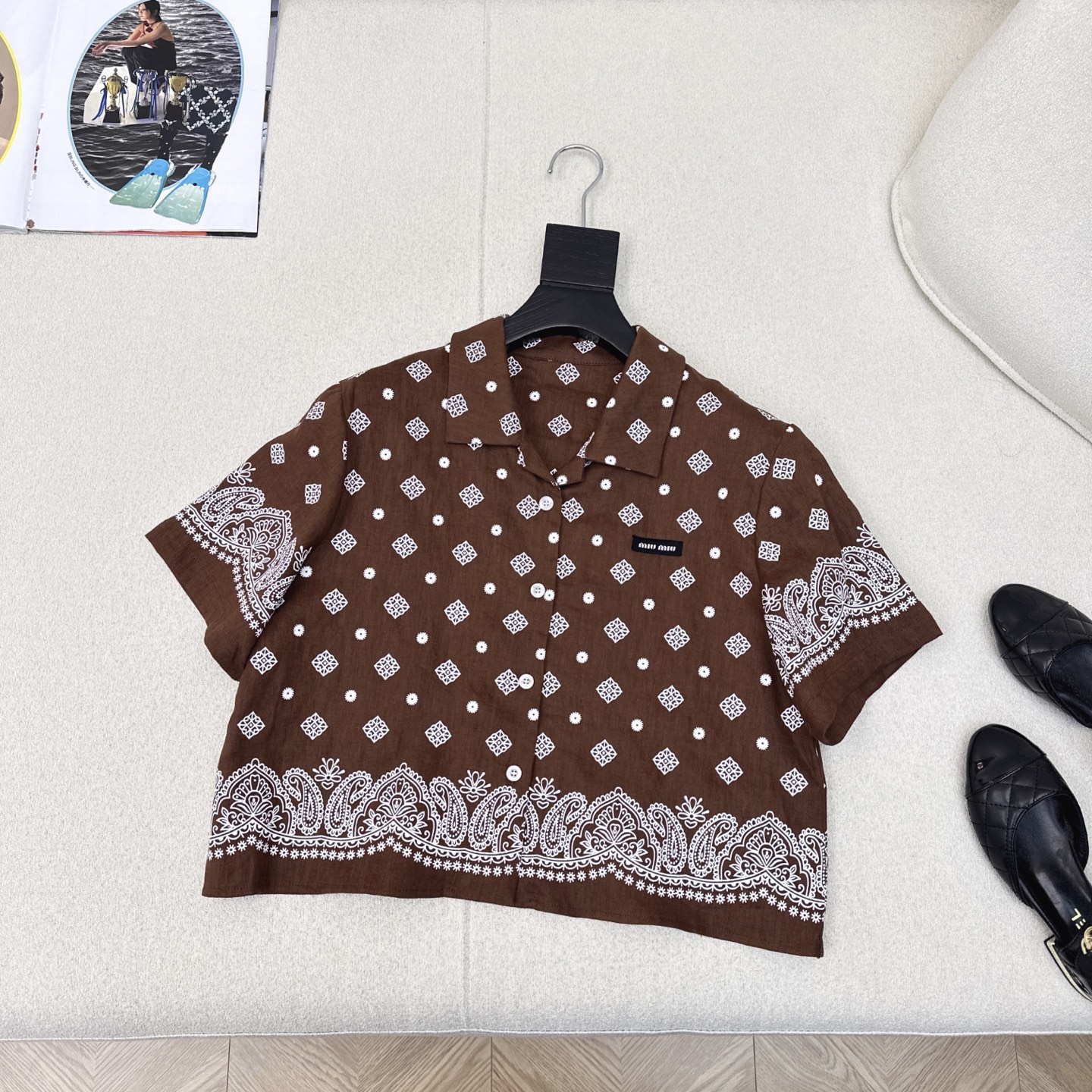 特价🉐️❗️现货齐码❗️不退不换❗️复古波西米亚 Miu 25Ss————春夏最新款复古腰果花印花套装🖤