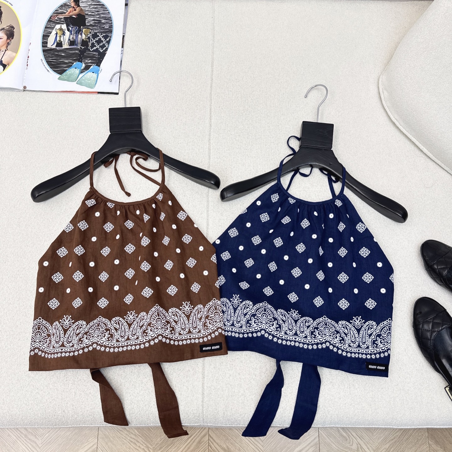 特价🉐️❗️现货齐码❗️不退不换❗️复古波西米亚 Miu 25Ss————春夏最新款复古腰果花印花吊带🖤