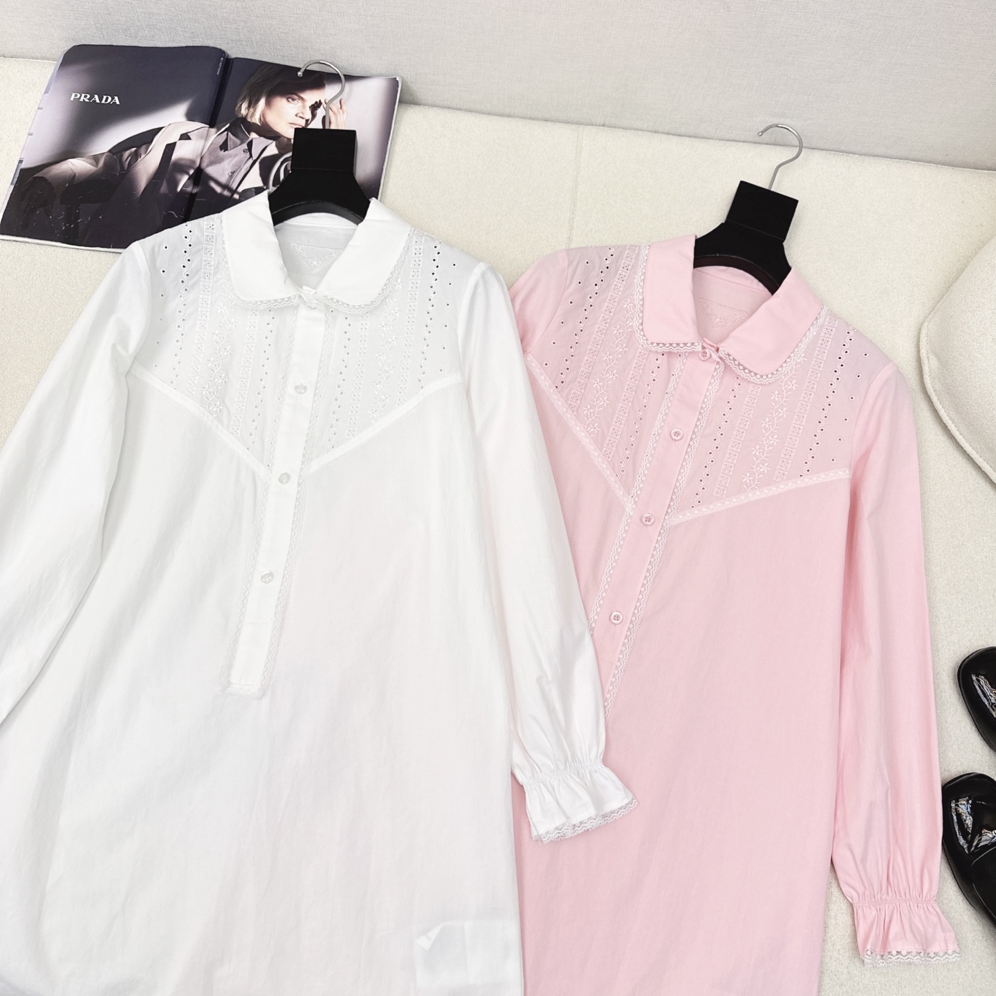 特价🉐️❗️现货齐码❗️不退不换❗️PD 25Ss————春夏最新款原单品质南法风情蕾丝花边长袖衬衫式连