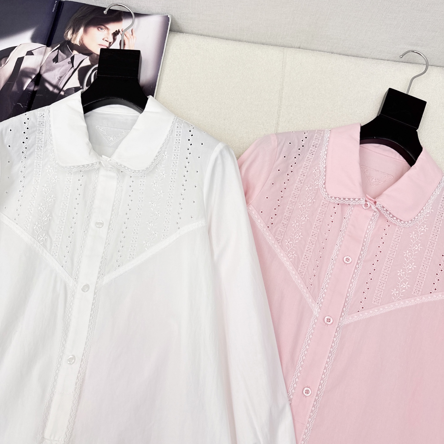 特价🉐️❗️现货齐码❗️不退不换❗️PD 25Ss————春夏最新款原单品质南法风情蕾丝花边长袖衬衫式连