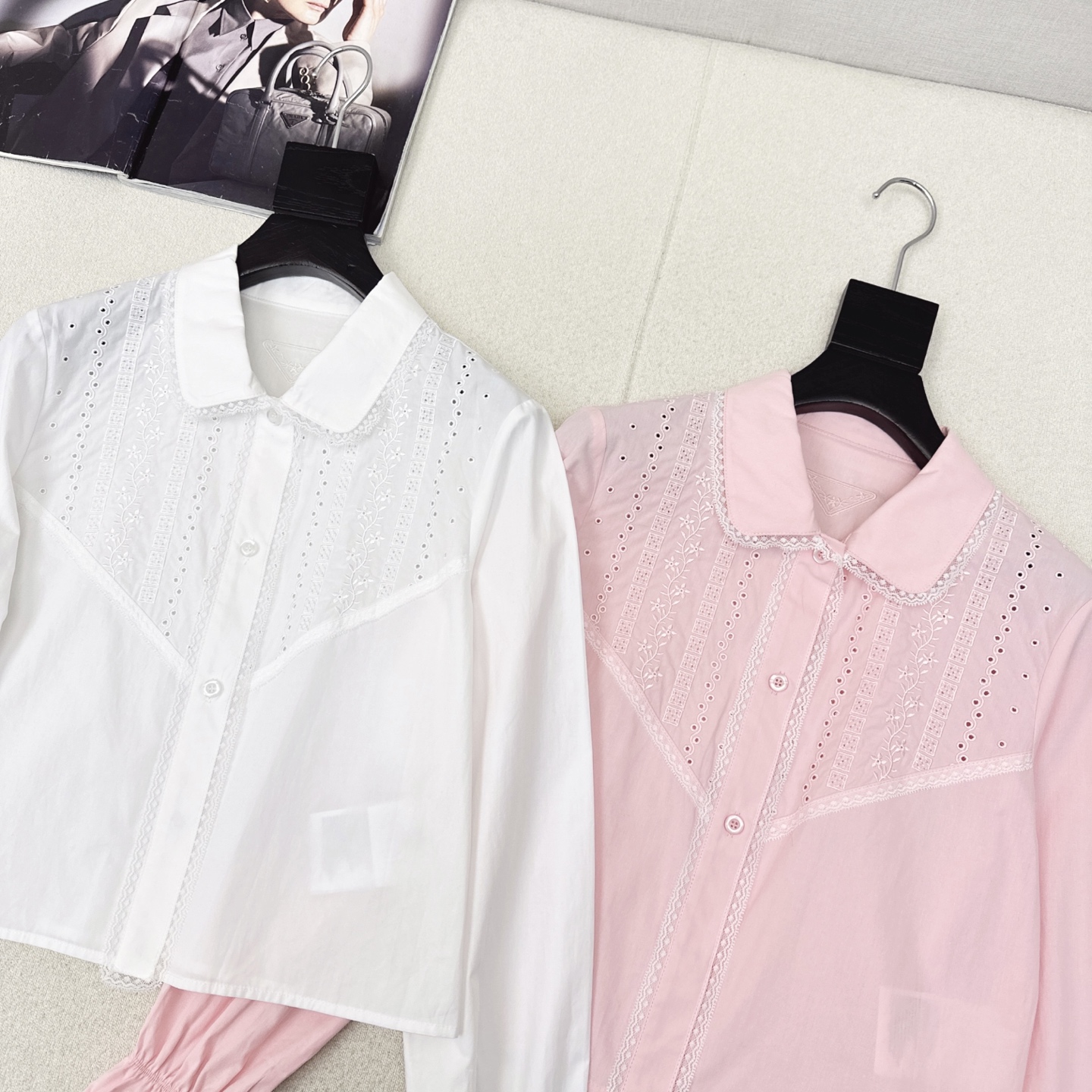 特价🉐️❗️现货齐码❗️不退不换❗️PD 25Ss———春夏最新款南法风情蕾丝花边长袖衬衫🤍定位花卉镂空