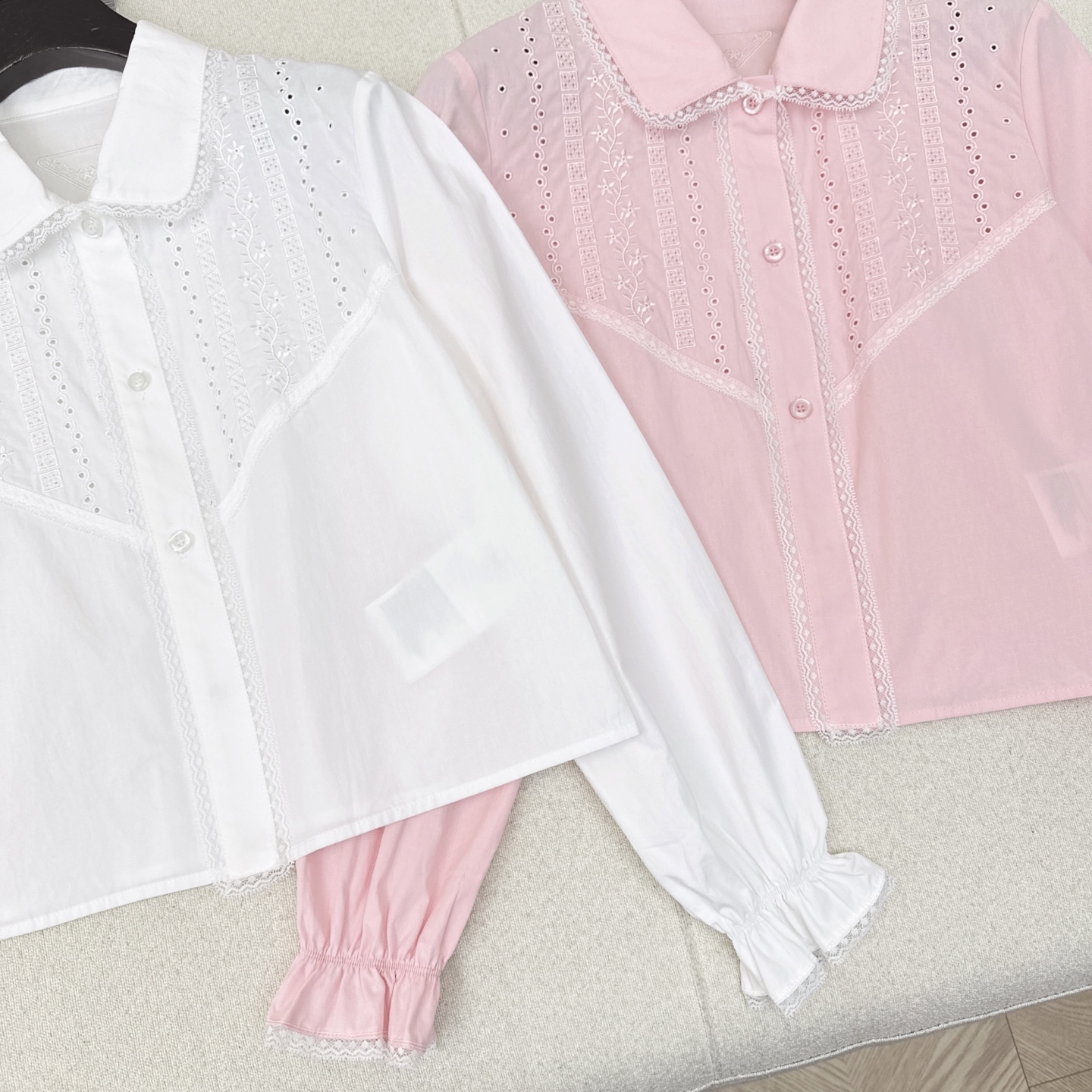 特价🉐️❗️现货齐码❗️不退不换❗️PD 25Ss———春夏最新款南法风情蕾丝花边长袖衬衫🤍定位花卉镂空