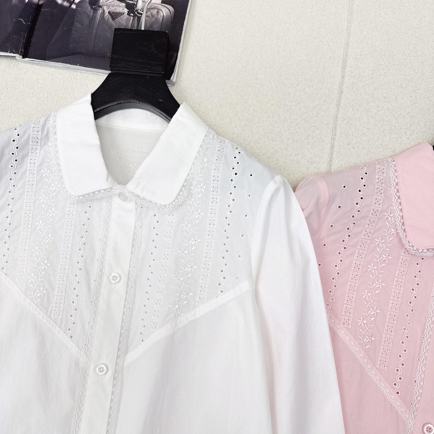 特价🉐️❗️现货齐码❗️不退不换❗️PD 25Ss———春夏最新款南法风情蕾丝花边长袖衬衫🤍定位花卉镂空