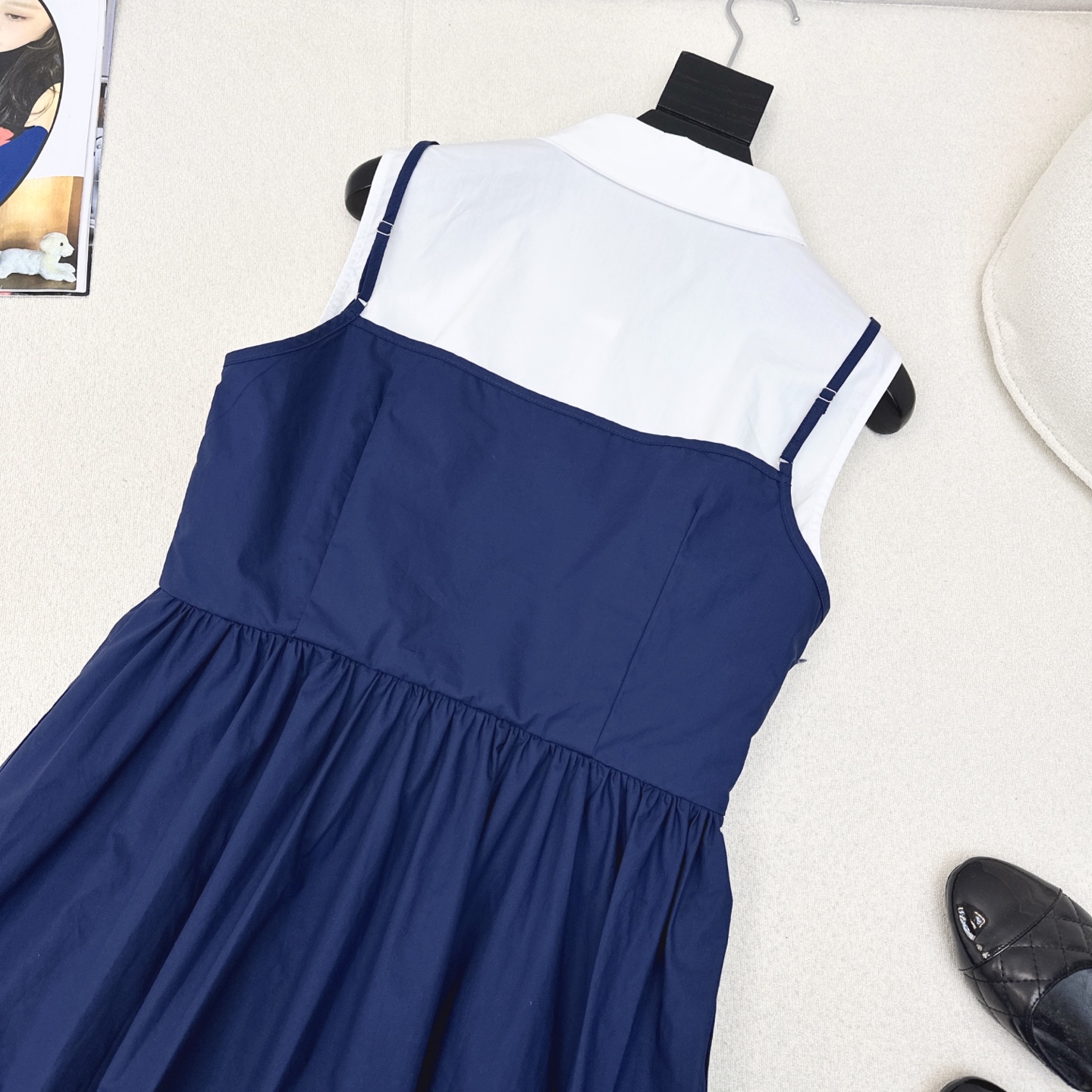 特价🉐️❗️现货齐码❗️不退不换❗️减龄缪式穿搭 Miu 25Ss————春夏最新款假两件设计衬式吊带连