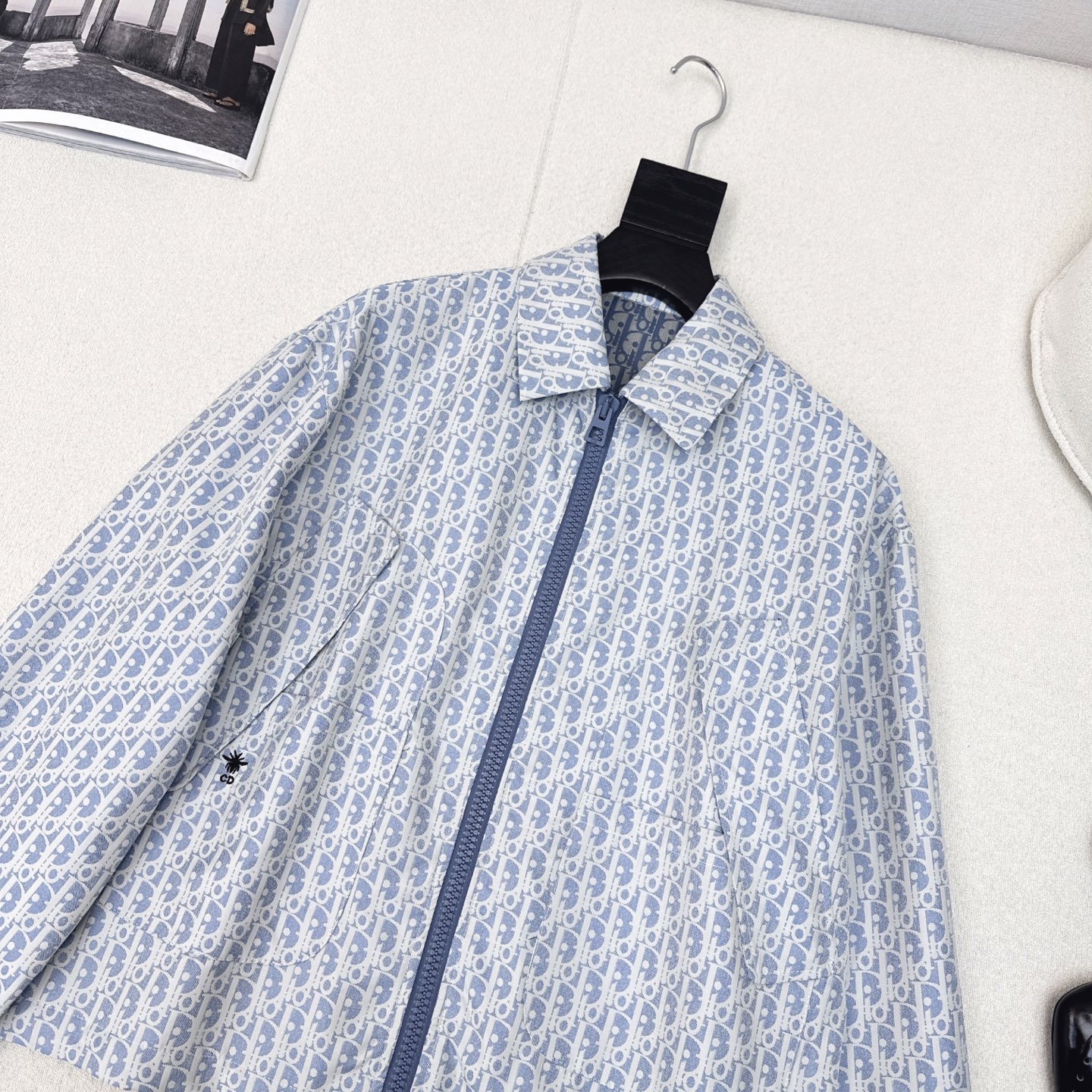 CD 25Ss————春夏最新款MissD 蓝白系列经典老花翻领夹克外套🩵进口科技塔夫绸 Oblique