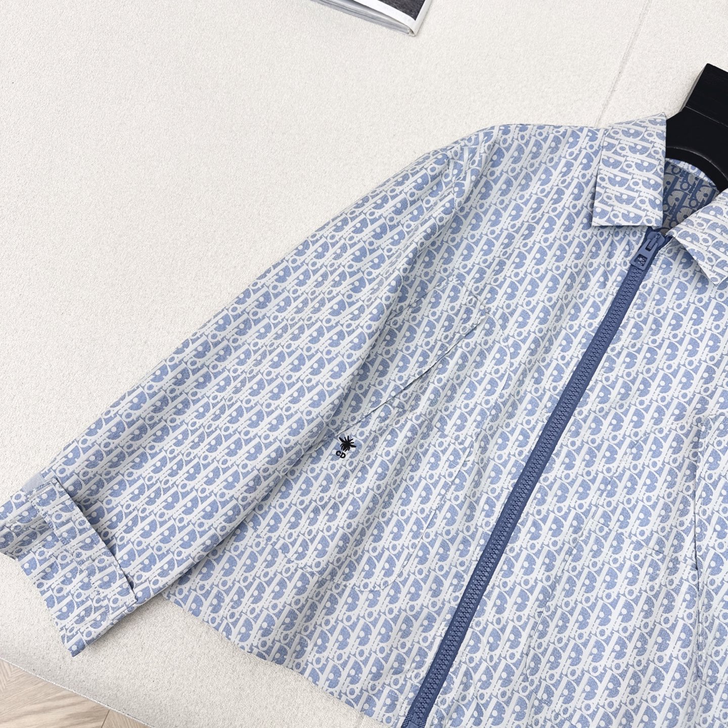 CD 25Ss————春夏最新款MissD 蓝白系列经典老花翻领夹克外套🩵进口科技塔夫绸 Oblique